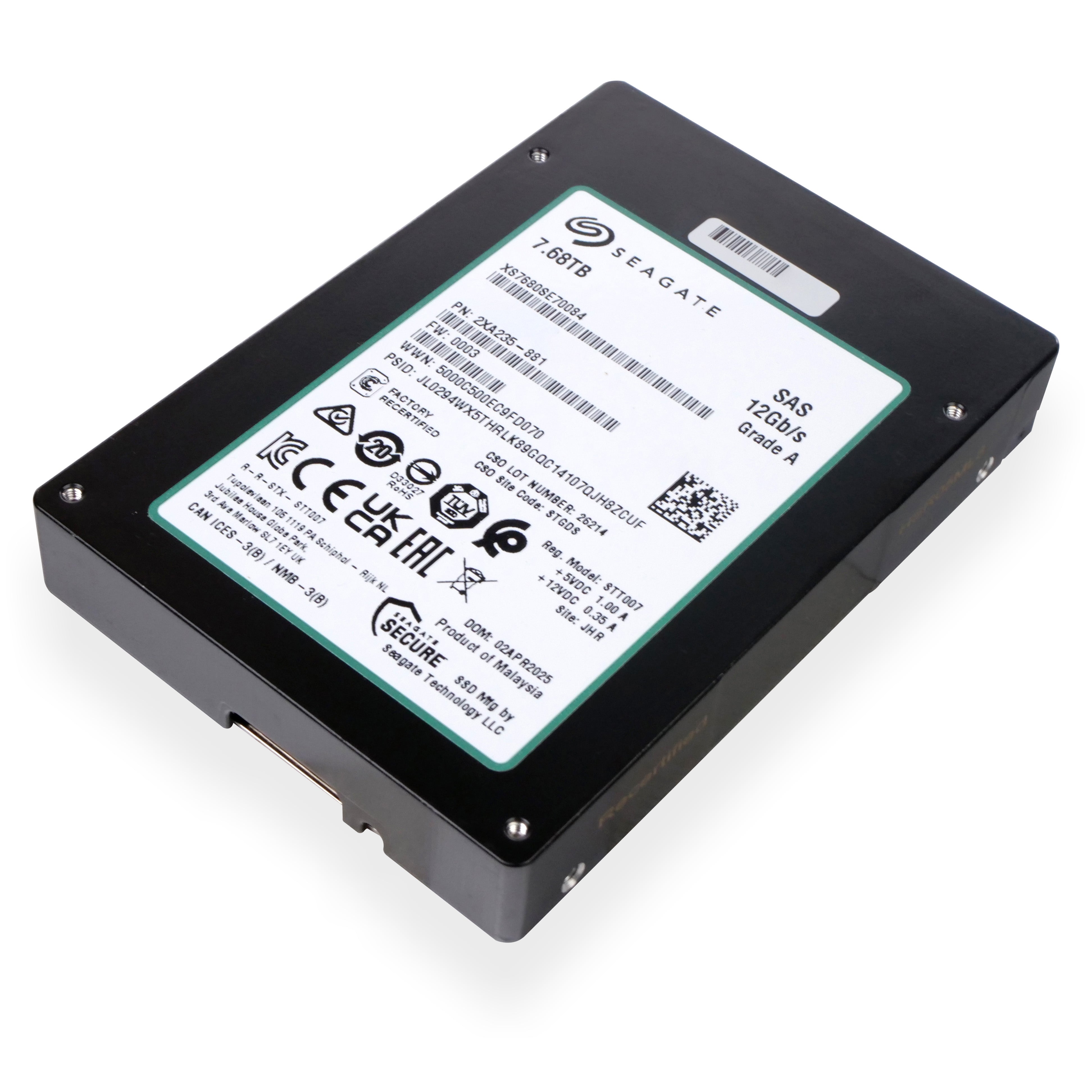 Seagate Nytro 3332 XS7680SE70084 7.68TB 1 DWPD SAS 12Gb/s 3D eTLC 2.5in Recertified SSD