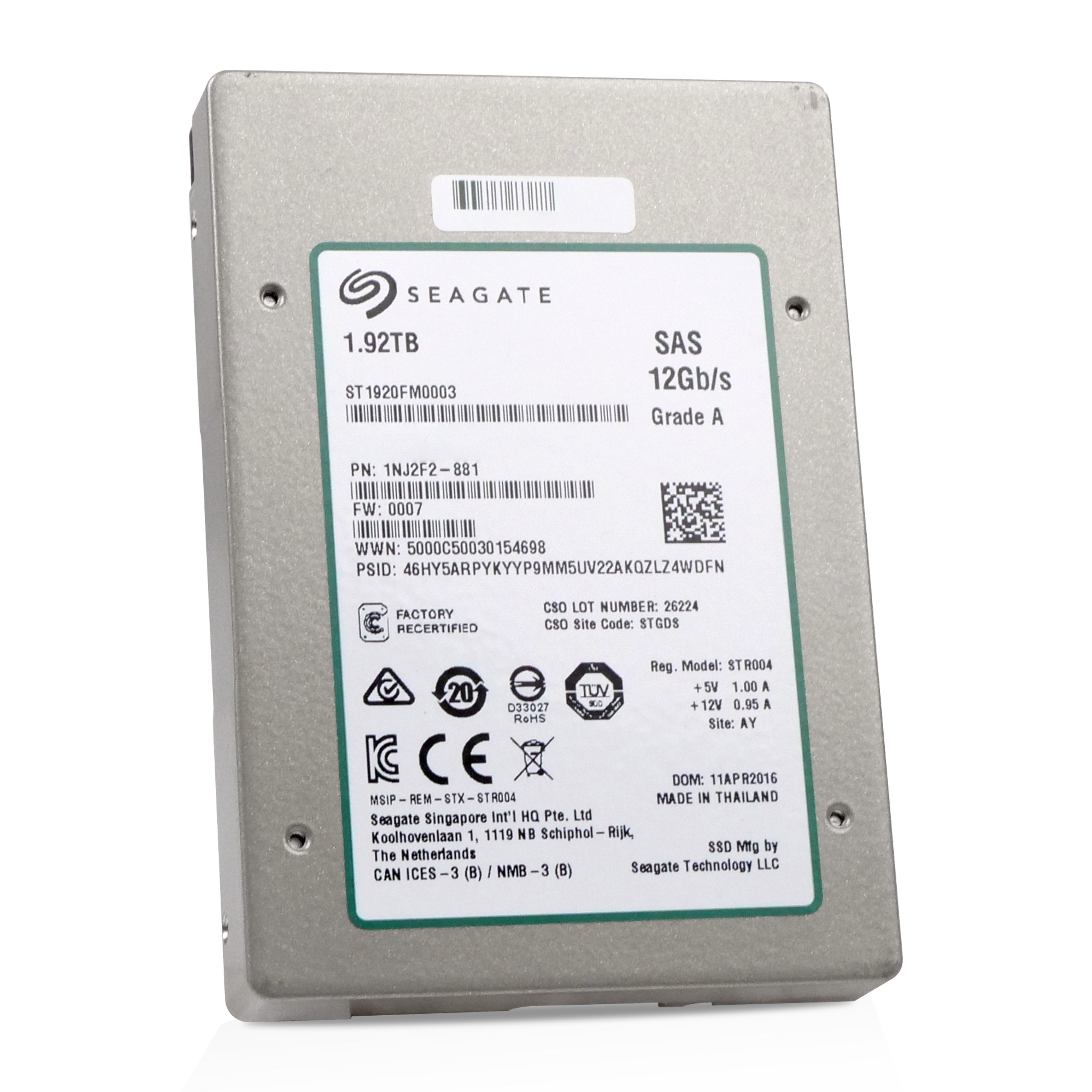 Seagate Nytro 1200.2 ST1920FM0003 1920GB 3 DWPD SAS 12Gb/s eMLC 2.5in Recertified SSD