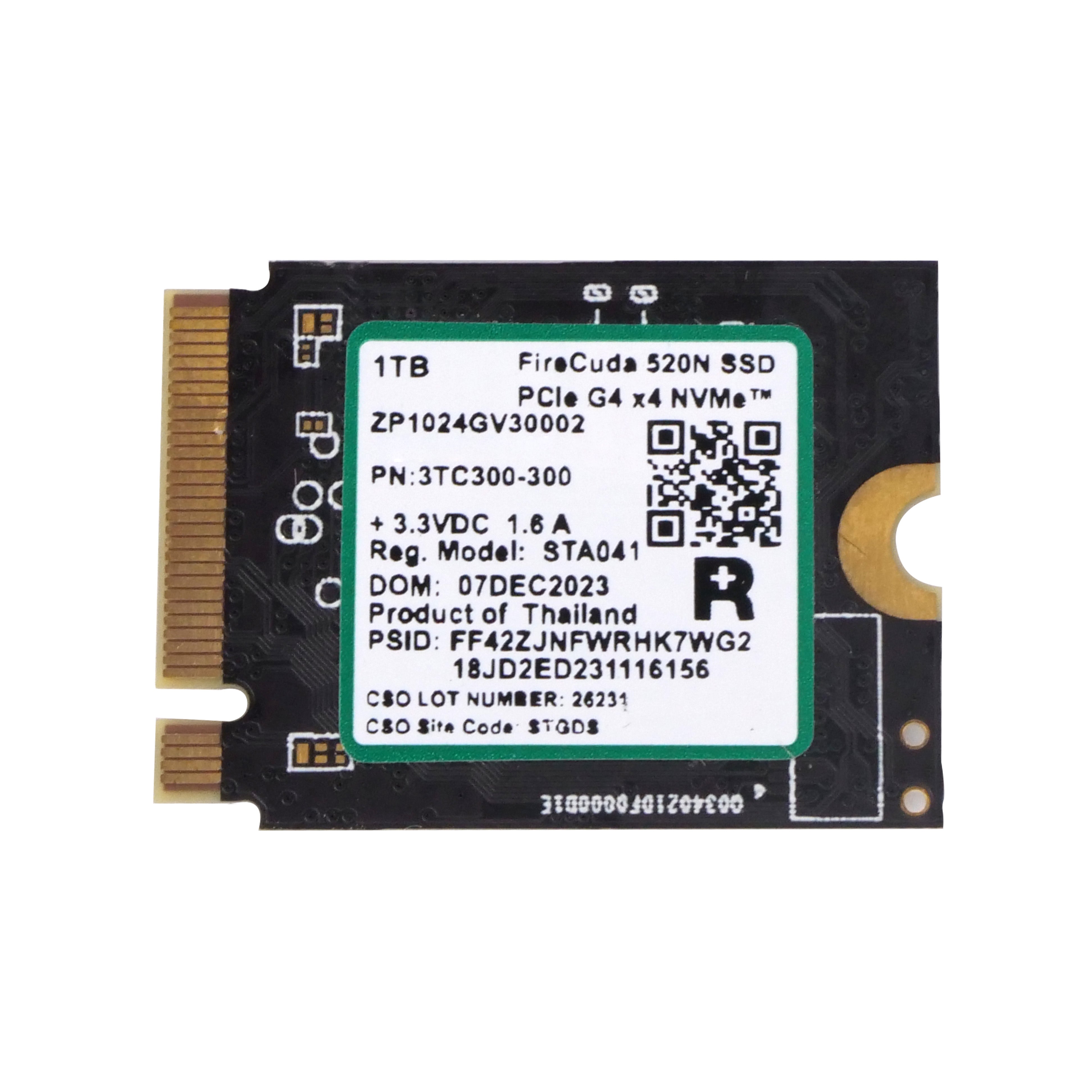 Seagate FireCuda 520N ZP1024GV30002 1TB  PCIe Gen 4 ×4 NVMe 1.4 8GB/s M.2 2230 Recertified SSD