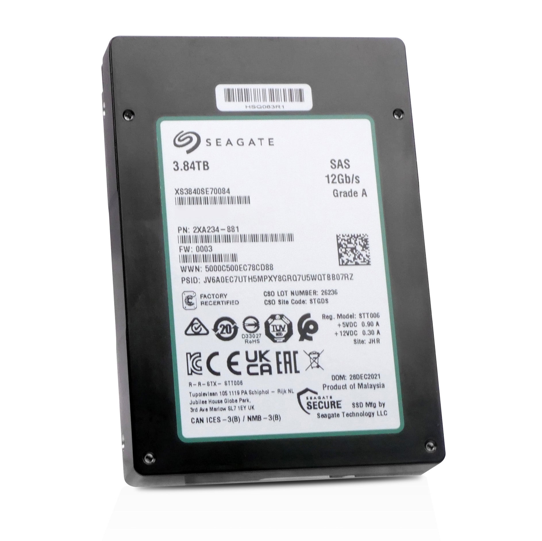 Seagate Nytro 3332 XS3840SE70084 3.84TB 1 DWPD SAS 12Gb/s 3D TLC 2.5in Recertified Solid State Drive