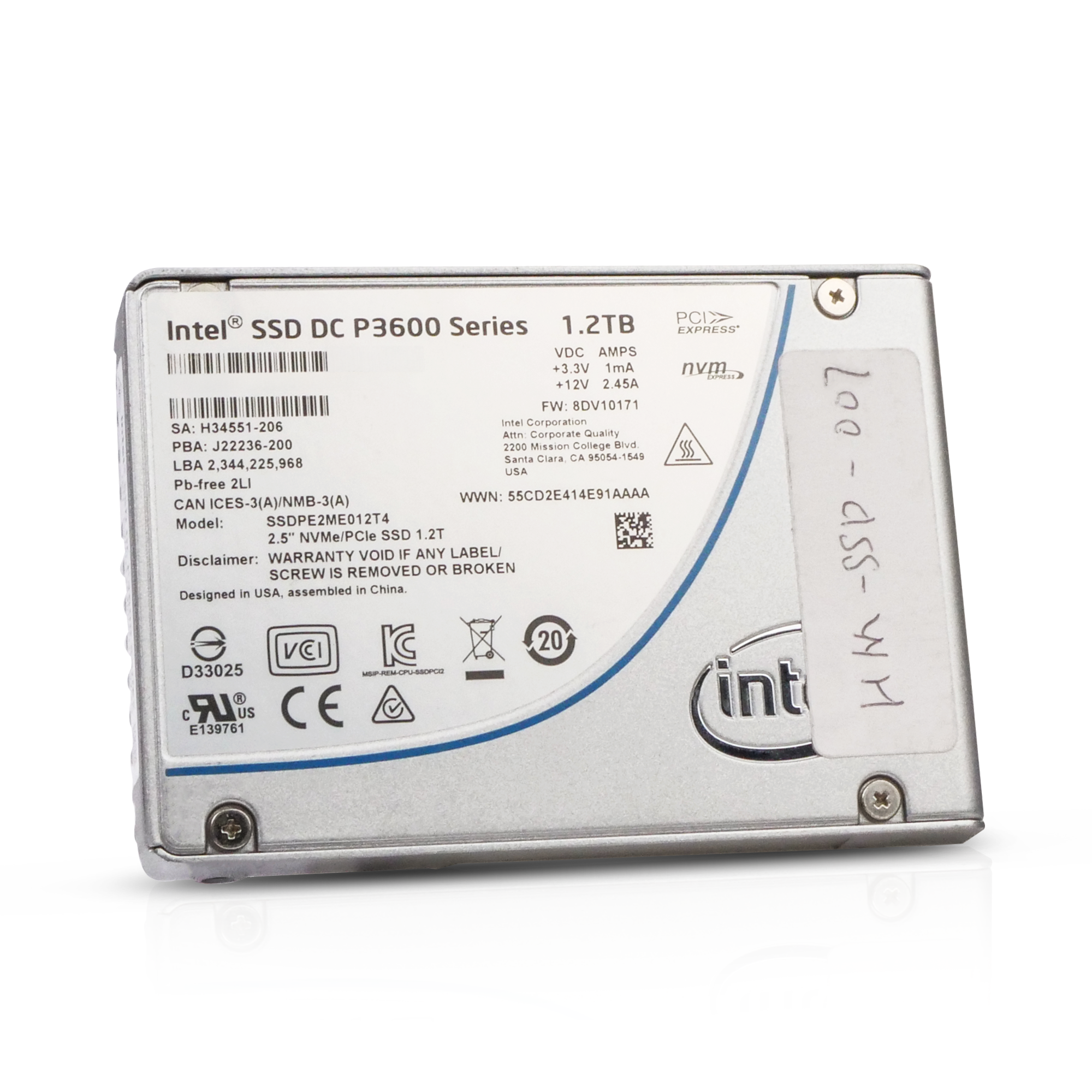 Intel DC P3600 SSDPE2ME012T4 1.2TB 3 DWPD PCIe Gen 3.0 x4 NVME U.2 2.5in Refurbished SSD
