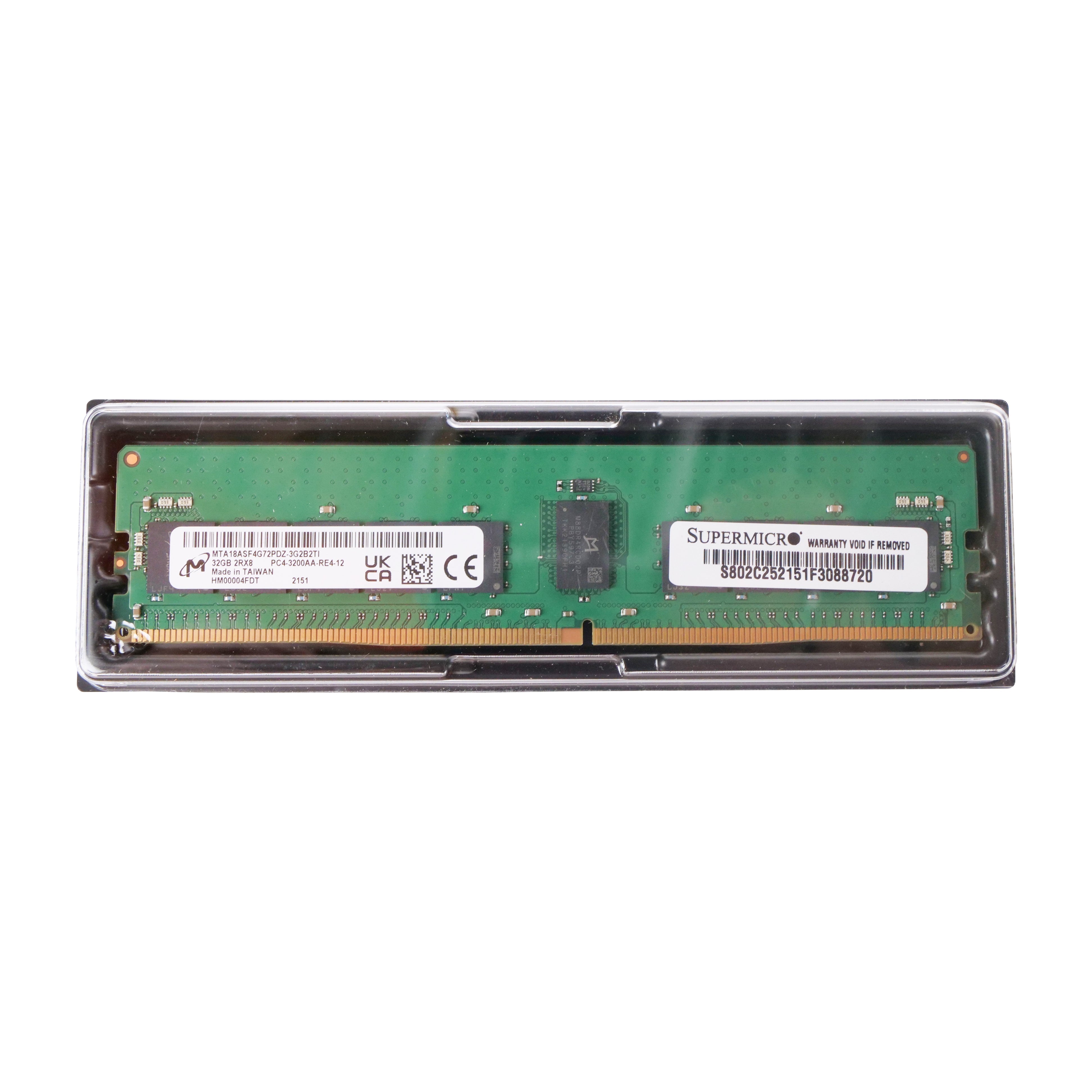 Micron/SUPERMICRO MTA18ASF4G72PDZ-3G2 32GB DDR4 3200MHz RDIMM ECC Server RAM (PC4-3200AA) Seller Refurbished