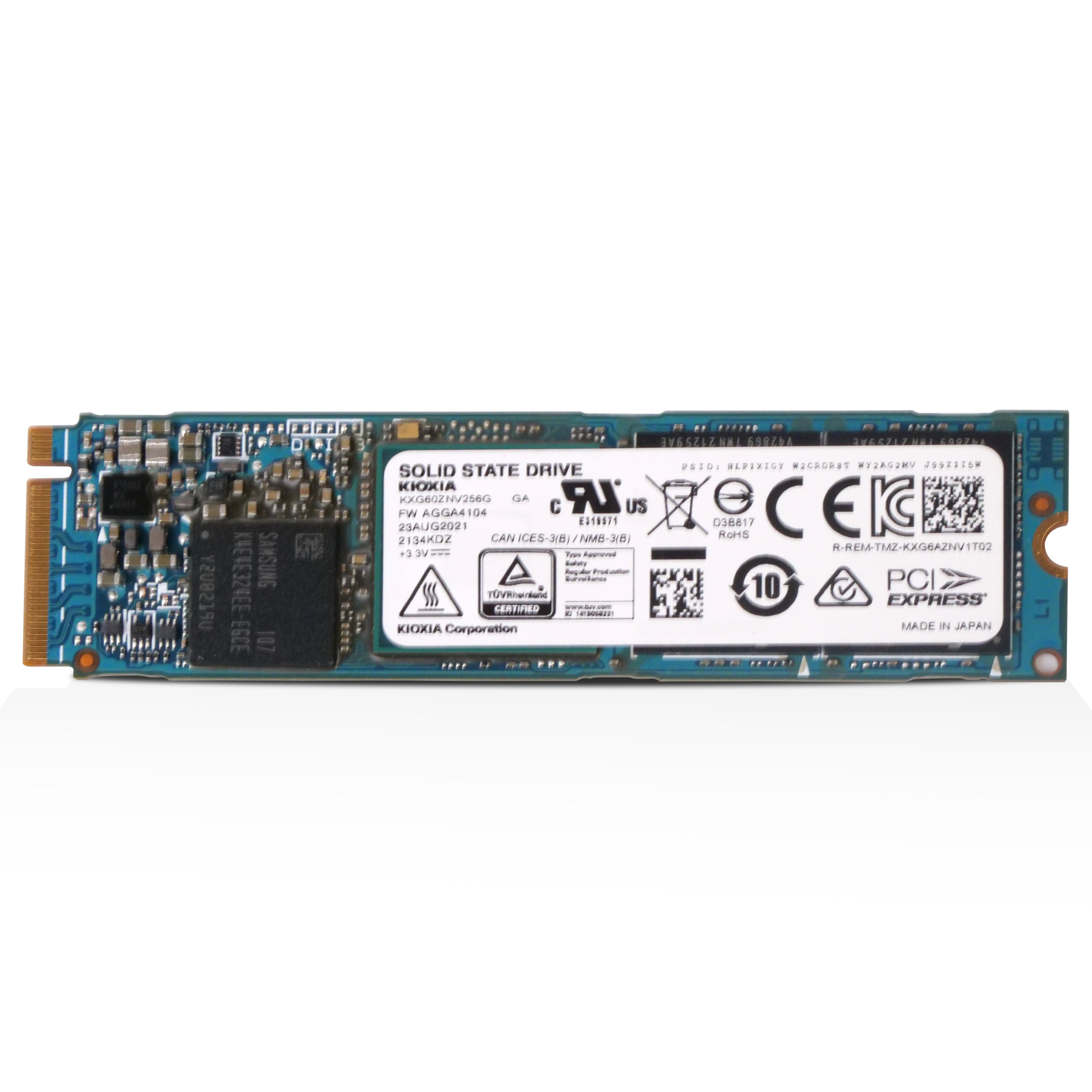 Kioxia XG6 KXG60ZNV256G 256GB 0.5 DWPD PCIe Gen 3.0 x4 4GB/s 3D TLC NVMe M.2 2280 Recertified SSD