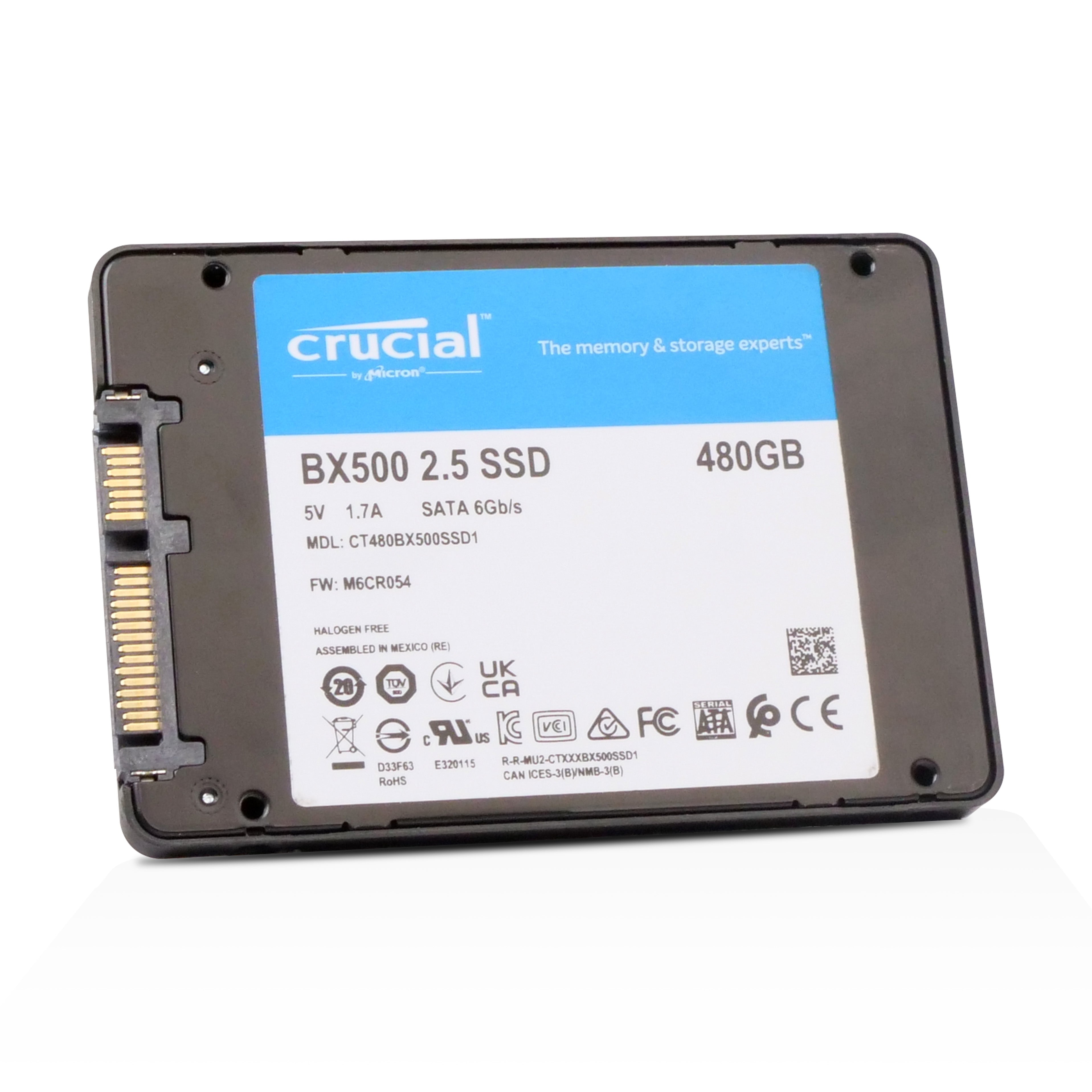 Crucial BX500 CT480BX500SSD1 480GB SATA 6Gb/s 3D TLC 2.5in Refurbished SSD