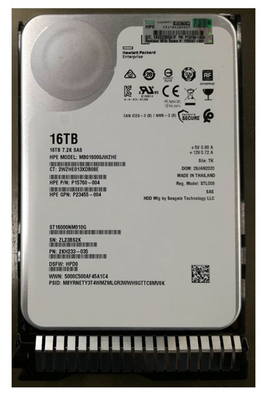 HPE P25247-001 16TB 7200RPM 3.5in SAS-12G SC Business Critical G10 HDD