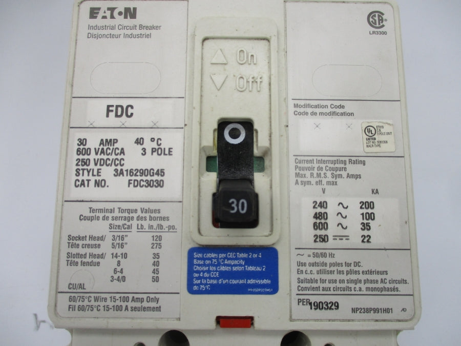 EATON FDC3030 600VAC 30A UNMP