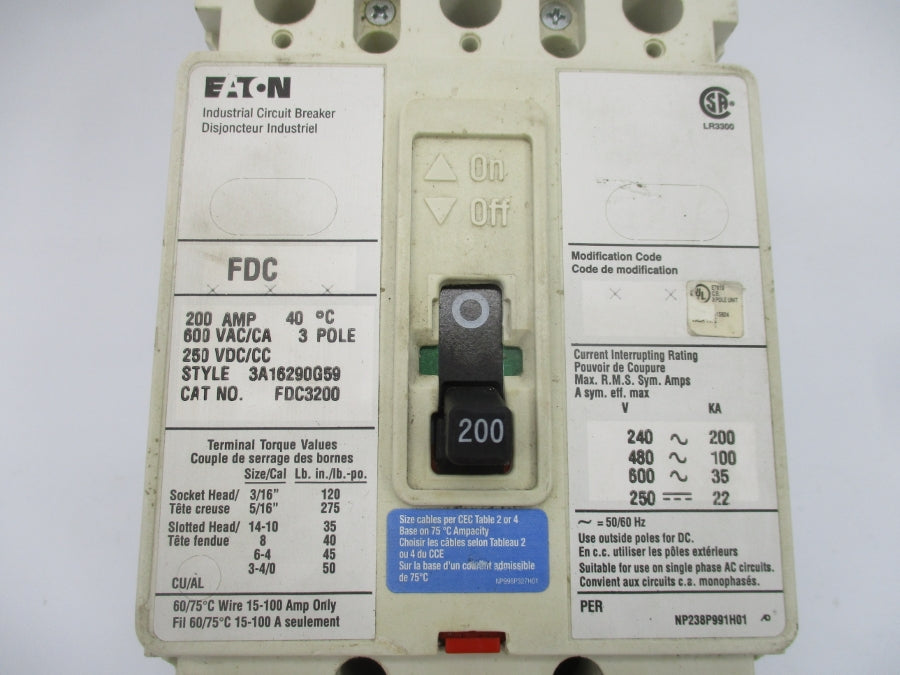 EATON FDC3200 600VAC 200A (AS PICTURED) UNMP