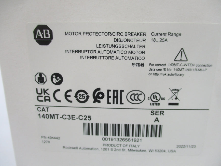 ALLEN BRADLEY 140MT-C3E-C25 SER. A 690V 18-25A (WH) NSMP