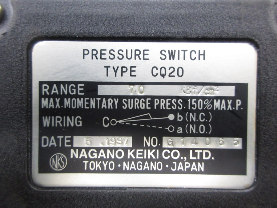 NAGANO KEIKI CQ20 70KGF/CM2 NSNP