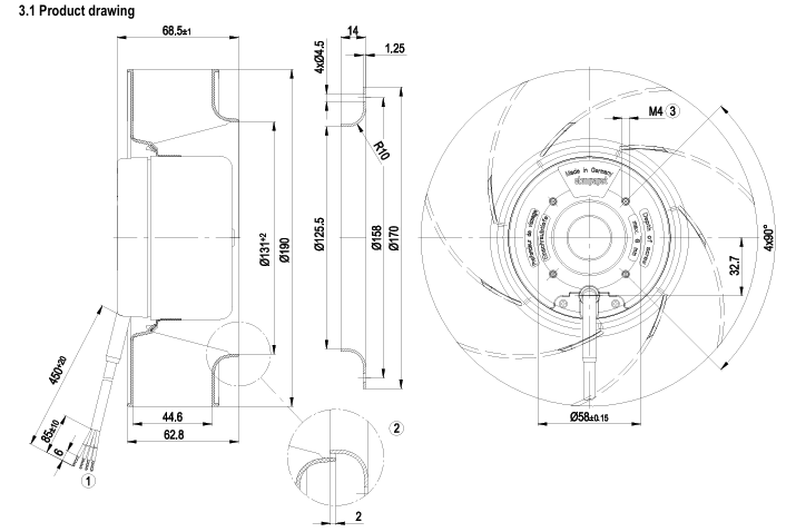 R1G190-AC37-52 ebm papst  FAN IMP MTRZD 190X68.5MM 24VDC