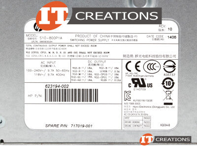 HP POWER SUPPLY 800W INPUT 100-240V 9.7A 50-60HZ-118V 9.7A 400HZ (S10-800P1A-HP