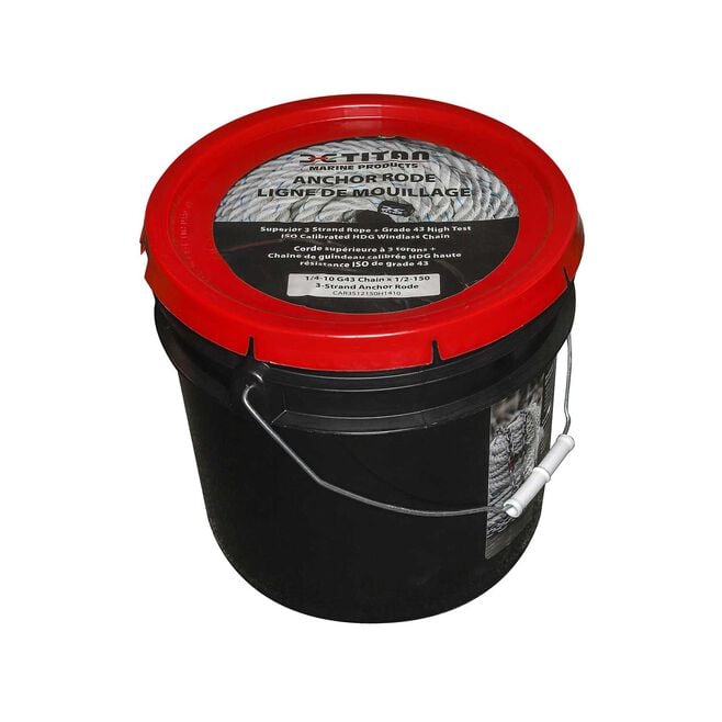 Titan Chain CAR3S91150H5115 Three Strand Anchor Rode, 9/16" x 150' Line, 5/16" x 15' Chain