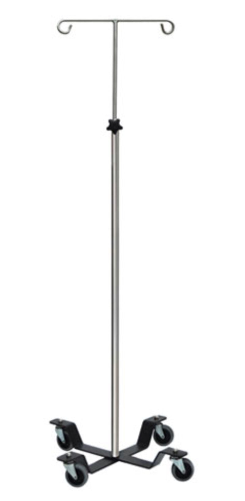 4-Leg Stainless Steel Infusion Pump Stand. 2 Hooks