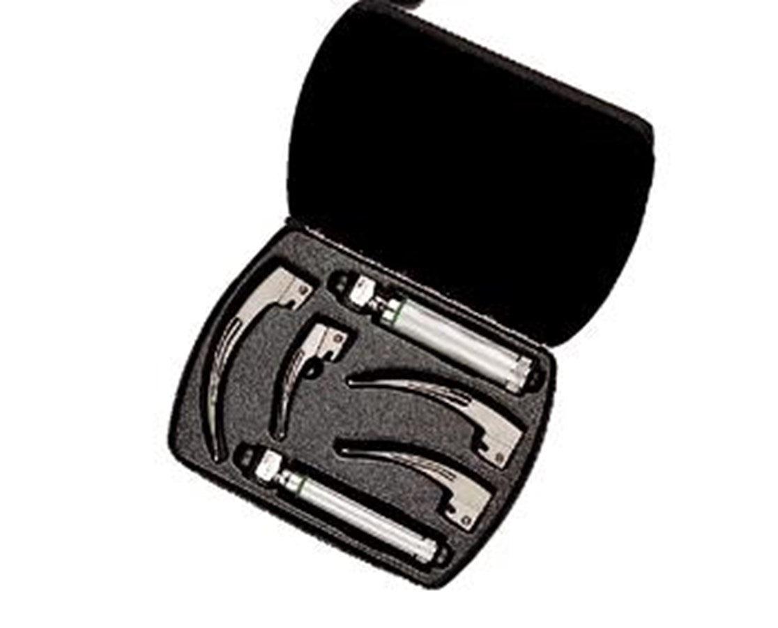 Fiber Optic English Macintosh Laryngoscope Set w/ Case. LED Light