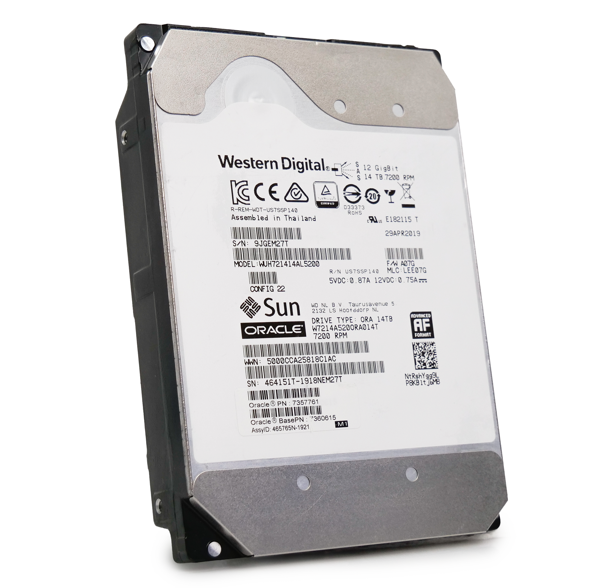 Western Digital Ultrastar DC HC530 WUH721414AL5200 0F31067 14TB 7.2K RPM SAS 12Gb/s 512e 3.5in Refurbished HDD
