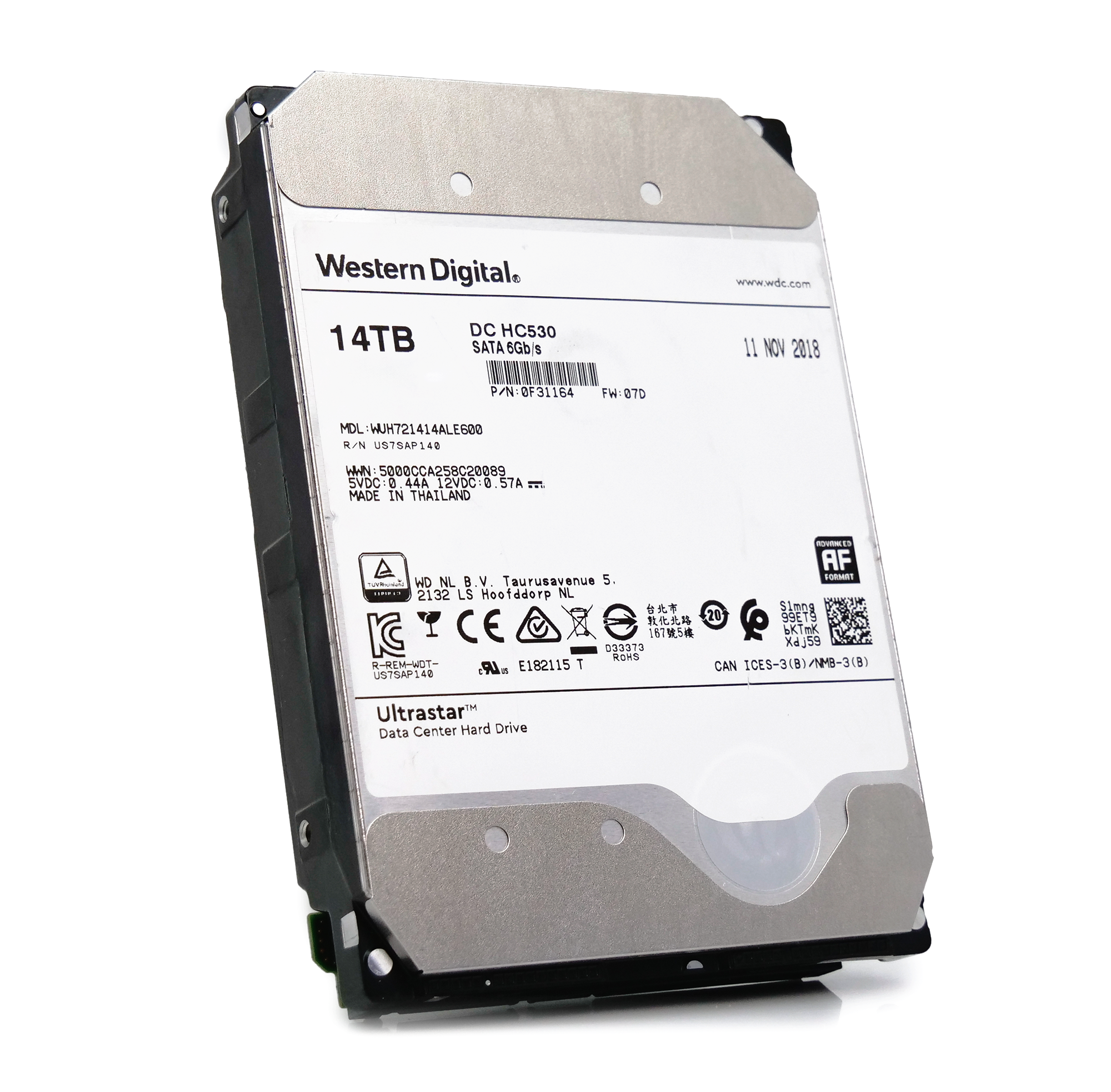 Western Digital Ultrastar DC HC530 WUH721414ALE600 0F31164 14TB 7.2K RPM SATA 6Gb/s 512e 3.5in Refurbished HDD