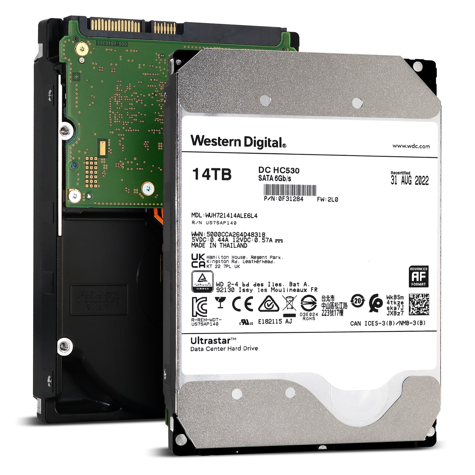 Western Digital Ultrastar DC HC530 WUH721414ALE6L4 0F31284 14TB 7.2K RPM SATA 6Gb/s 512e 512MB 3.5" SE Manufacturer Recertified HDD