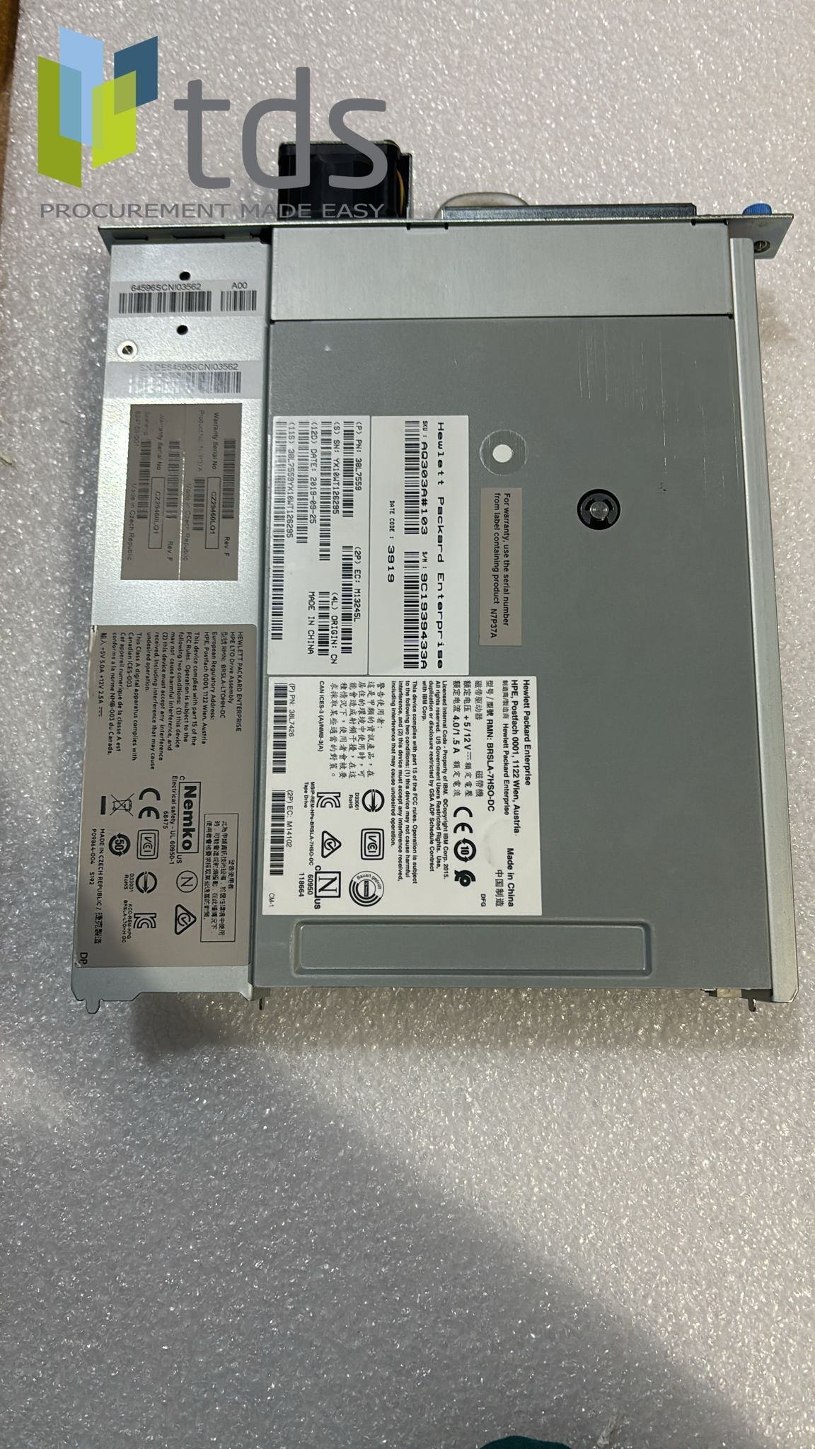 N7P37A 38L7559 38L7426 HPE StoreEver MSL LTO-7 Ultrium 15000 SAS