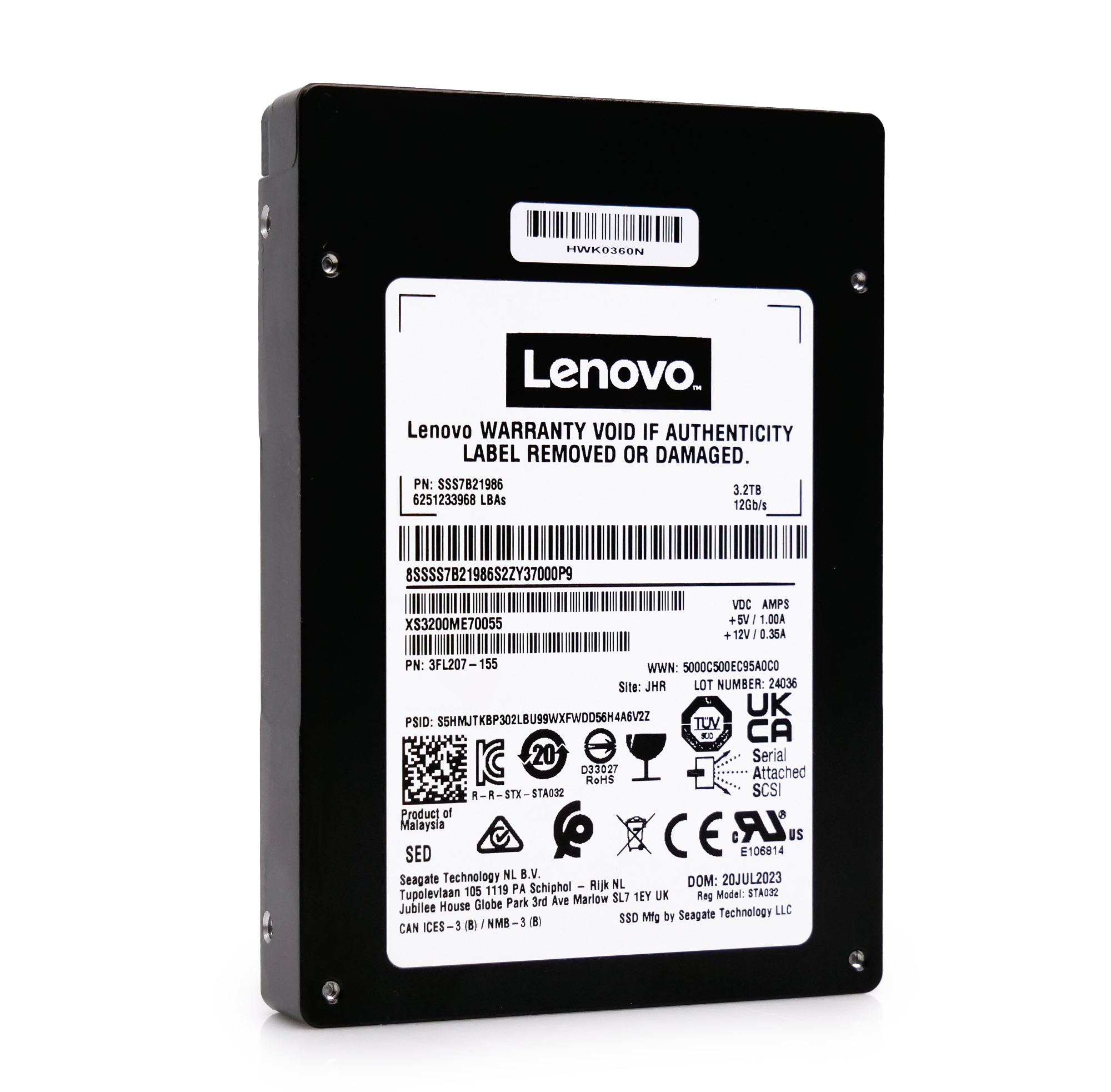 Lenovo/Seagate Nytro XS3200ME70055 SSS7B21986 3.2TB 10 DWPD SAS 12Gb/s 3D eTLC 2.5in Recertified Solid State Drive