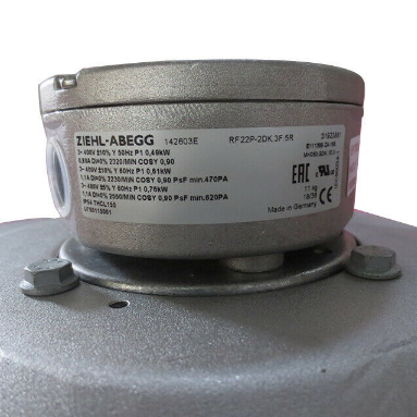 ZIEHL-ABEGG RF22P-2DK.3F.5R Centrifugal Fan for Siemens Inverter | 0.49/0.76kW 3~400V 2230/2550rpm with Housing
