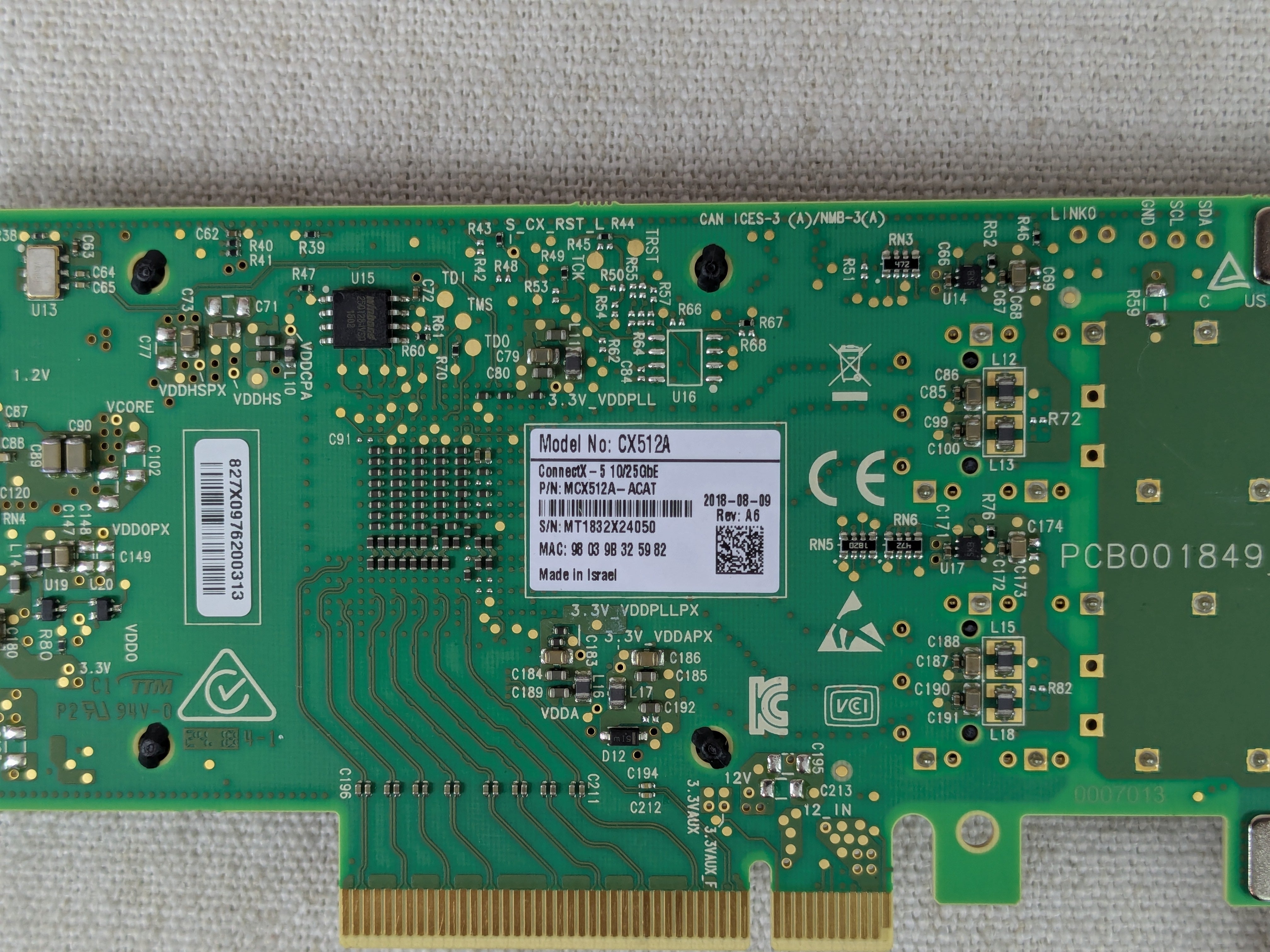 Mellanox MCX512A-ACAT ConnectX-5 Dual Port 25Gb/s SFP28 Network Adapter Low Pro