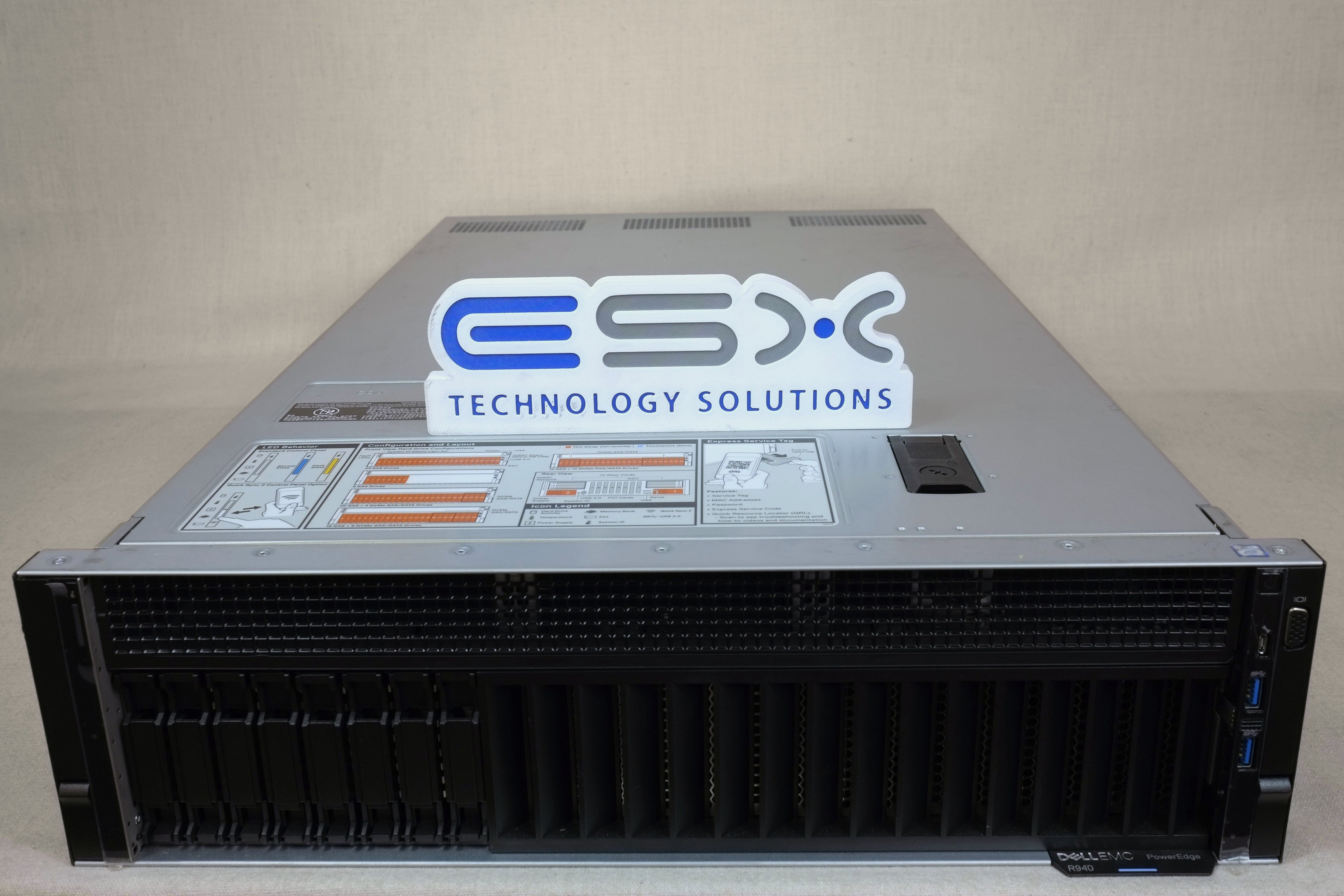 Dell PowerEdge R940 3U Server - 4x 12C Gold 5118 2.3GHz, 256GB, 2x 240GB M.2