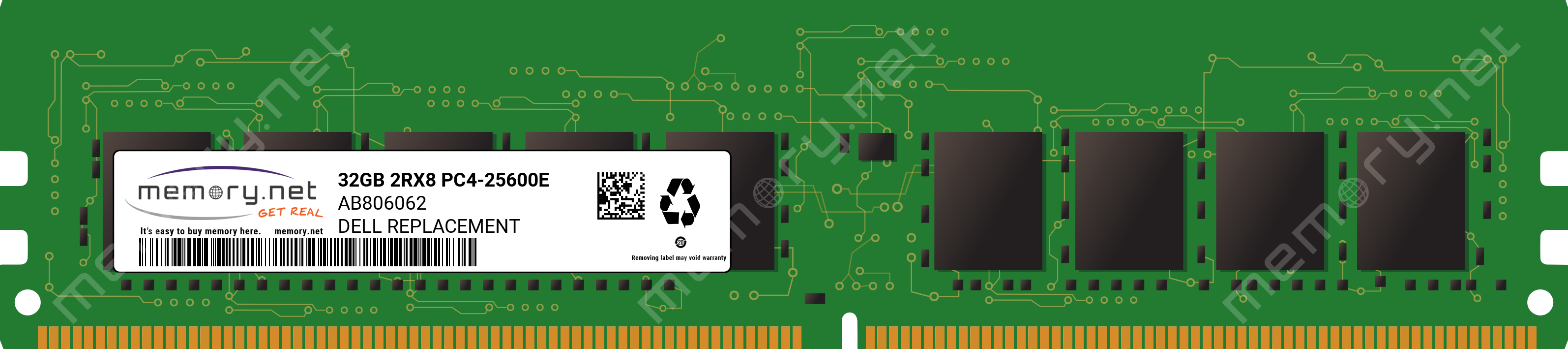 AB806062 - Dell 1x 32GB DDR4-3200 ECC UDIMM PC4-25600E Dual Rank x8 Replacement