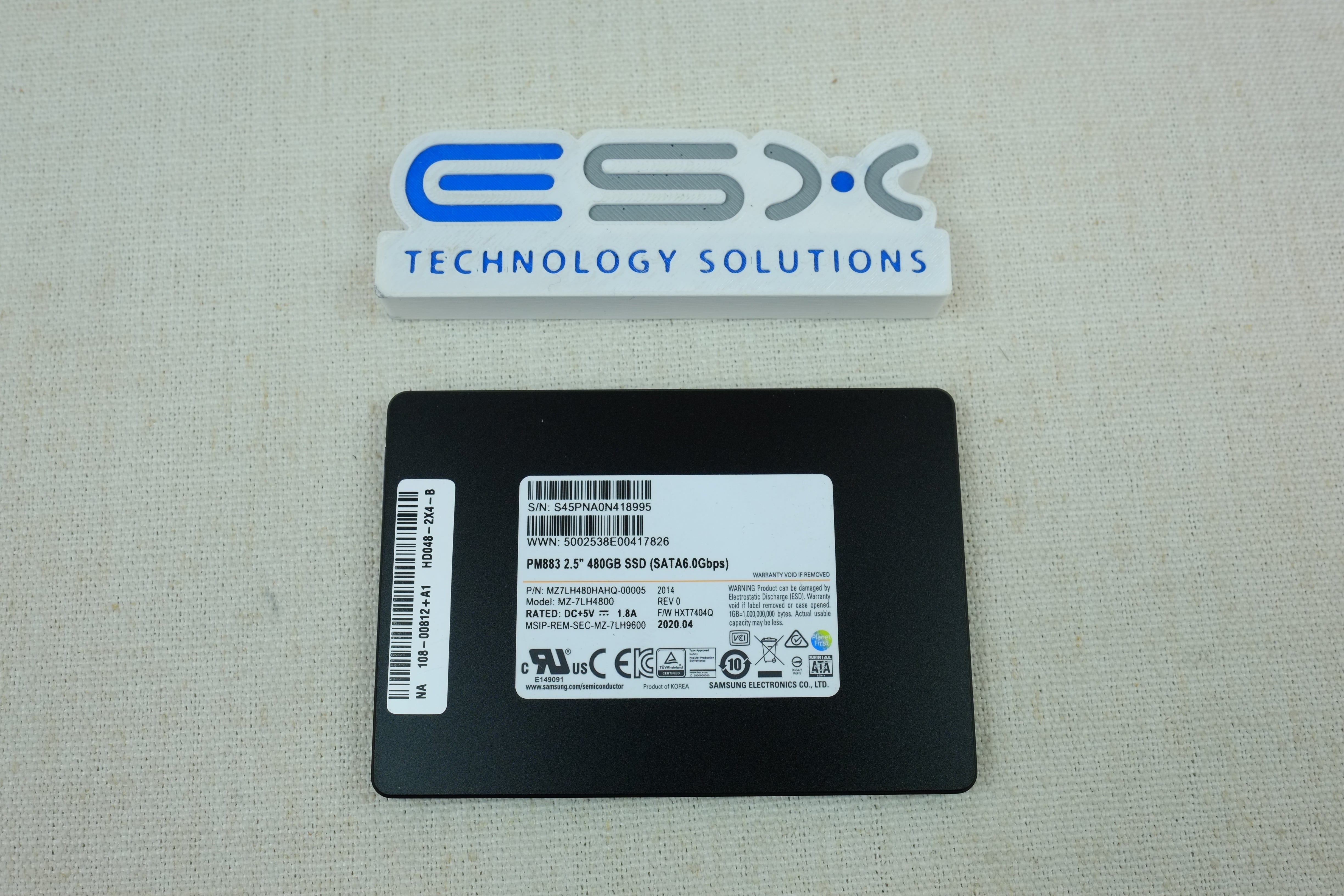 Samsung MZ7LH480HAHQ 480GB 6Gb/s 2.5" SATA SSD PM883 Series