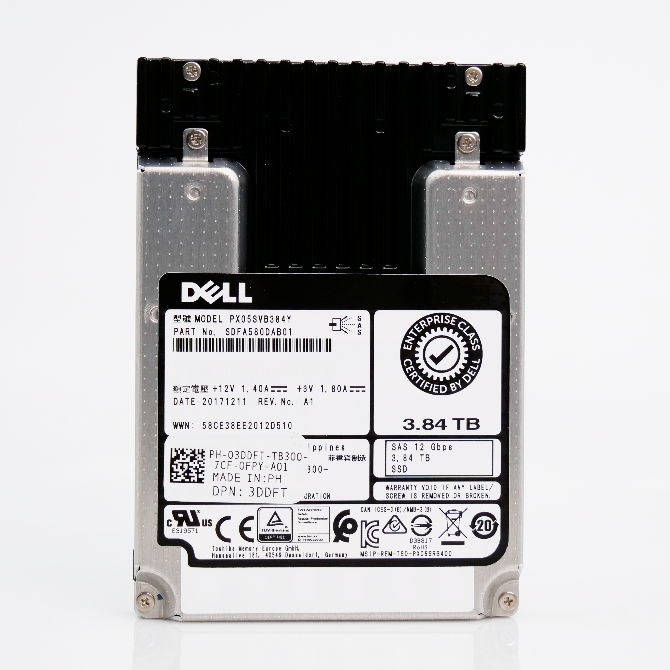 Kioxia Enterprise SSD PX05SVB384Y 3.84TB 3 DWPD SAS-3 12Gb/s MLC 2.5in Solid State Drive