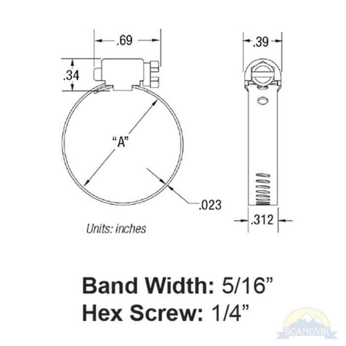 Scandvik 50013 Breeze Mini 316 SS Hose Clamp #10