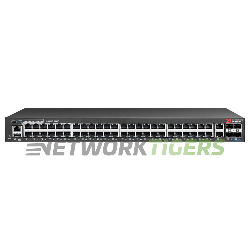 Ruckus ICX7150-48P-2X10G Brocade ICX 7150 48x 1GB PoE+ RJ45 2x 10GB SFP+ Switch