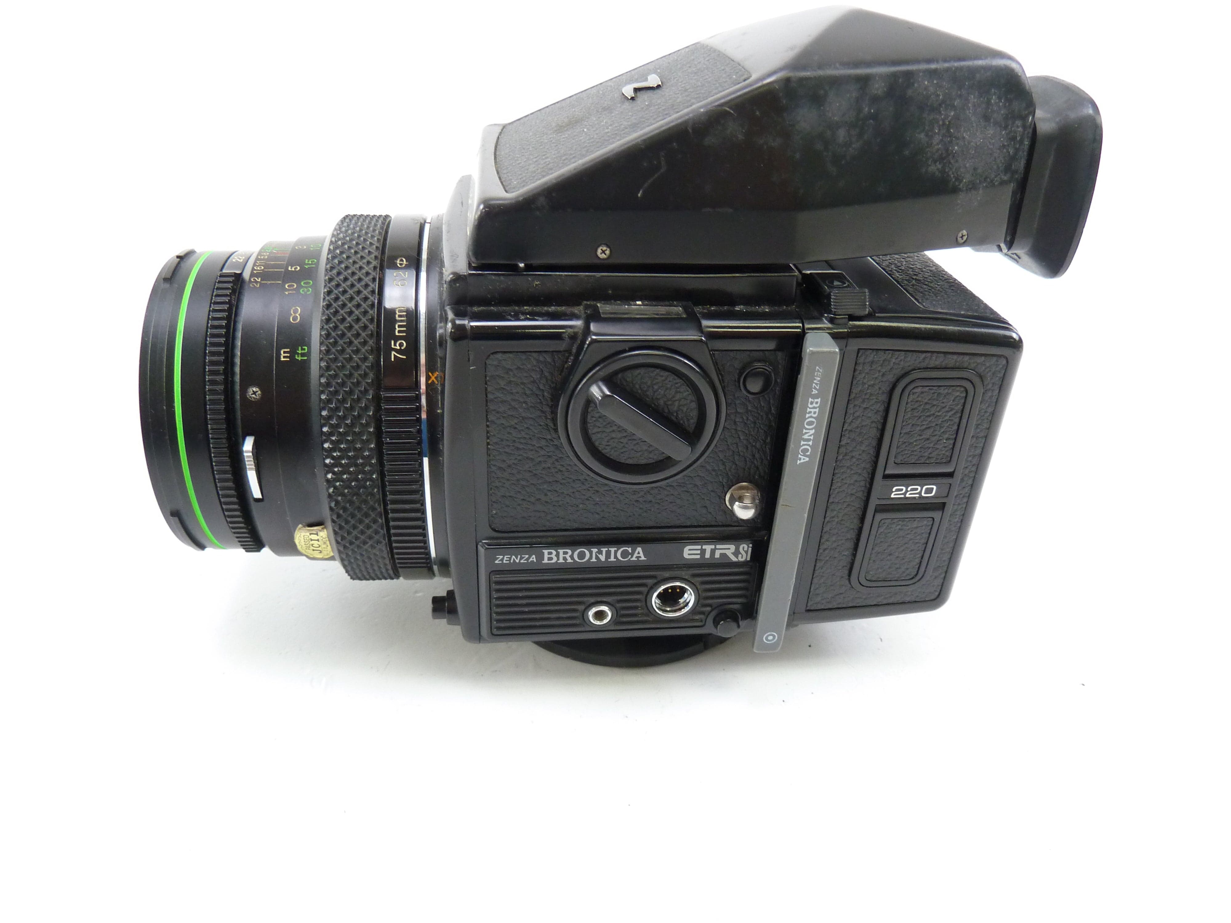 Bronica ETRSi Camera Kit with 75MM F2.8 Lens, 220 Back, and Prism Finder