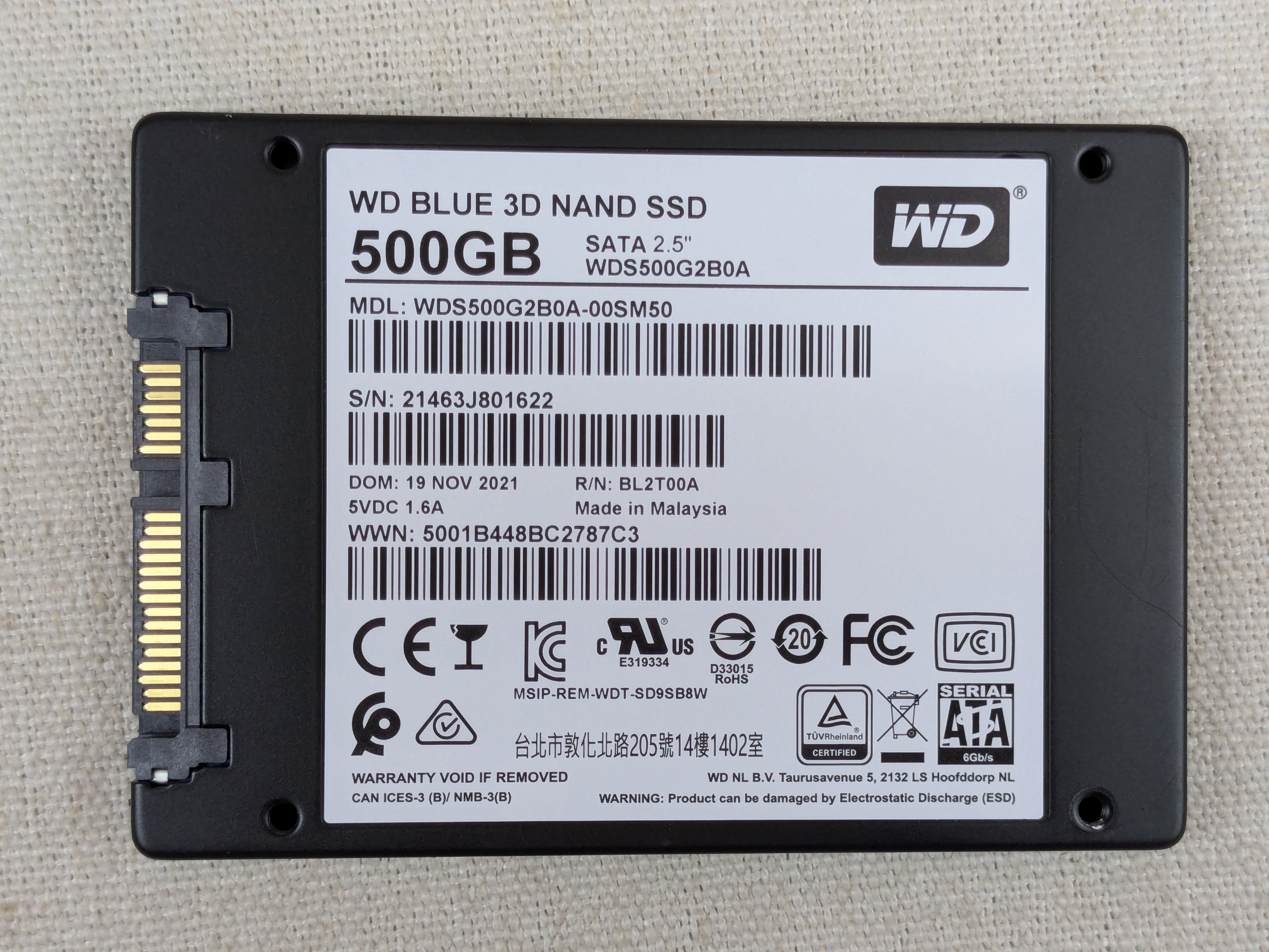 Western Digital WDS500G2B0A-00SM50 WD Blue 500GB 2.5” SATA SSD