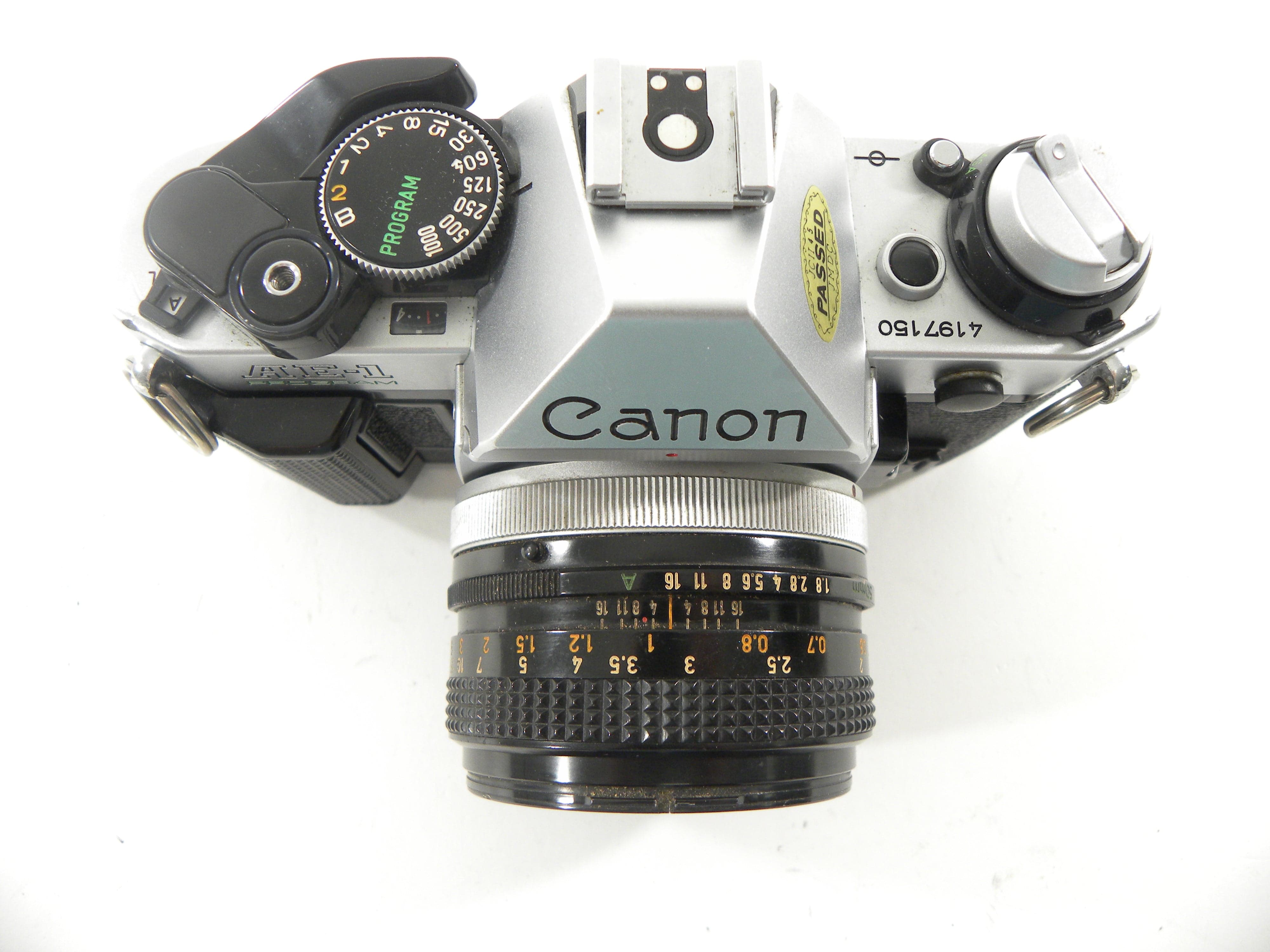 Canon AE-1 Program 35mm SLR Camera with a 50mm f/1.8 S.C. FD Lens