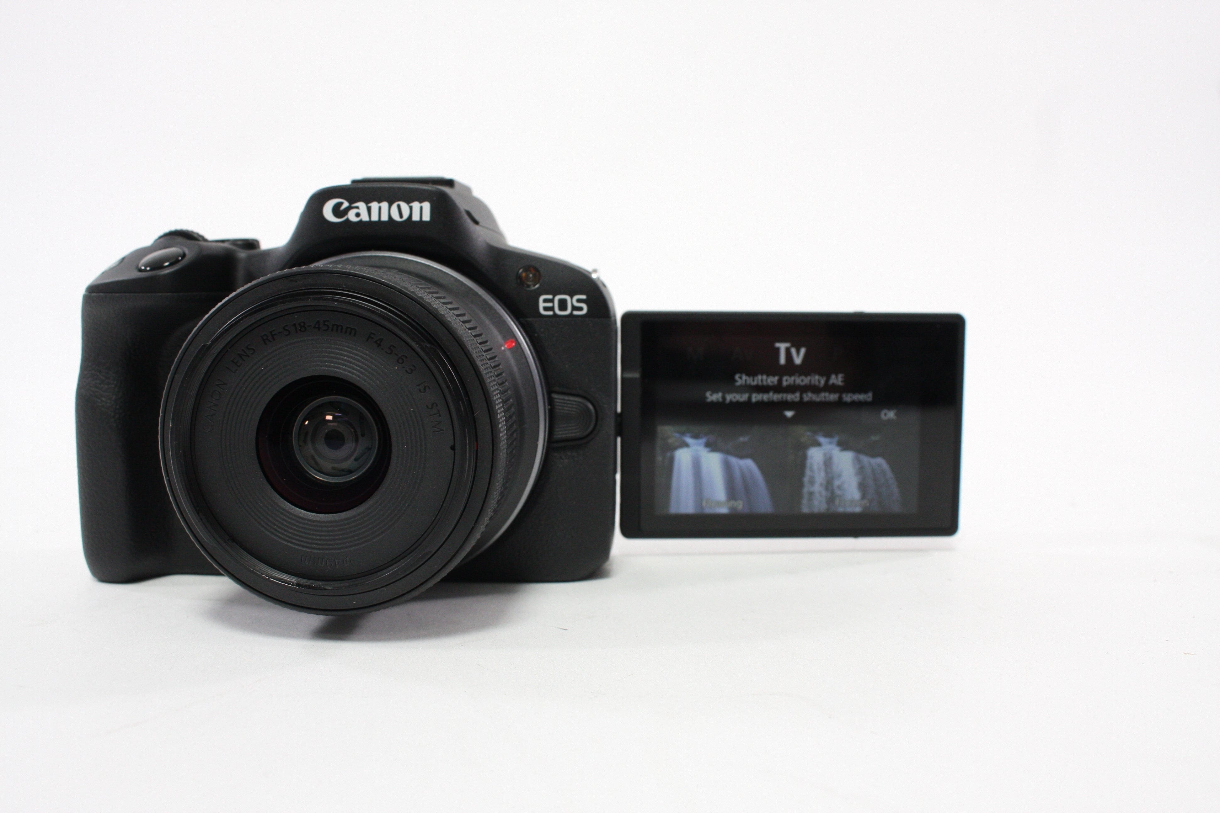 Canon EOS R50 Mirrorless Camera with 18-45mm f/4.5-5.3 IS STM SC 1,000 or less