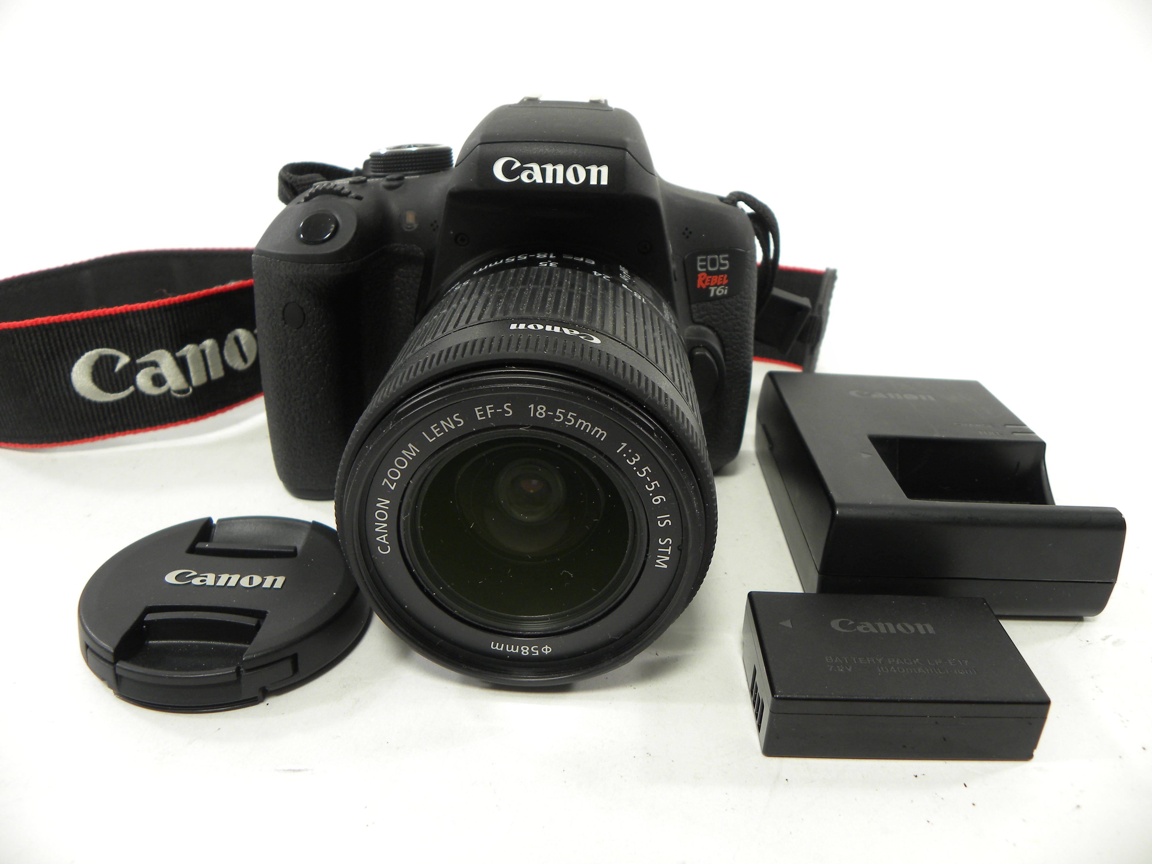 Canon EOS Rebel T6i 24.2mp Digital SLR w/EF-S 18-55 IS STM Shutter Ct. 2,589