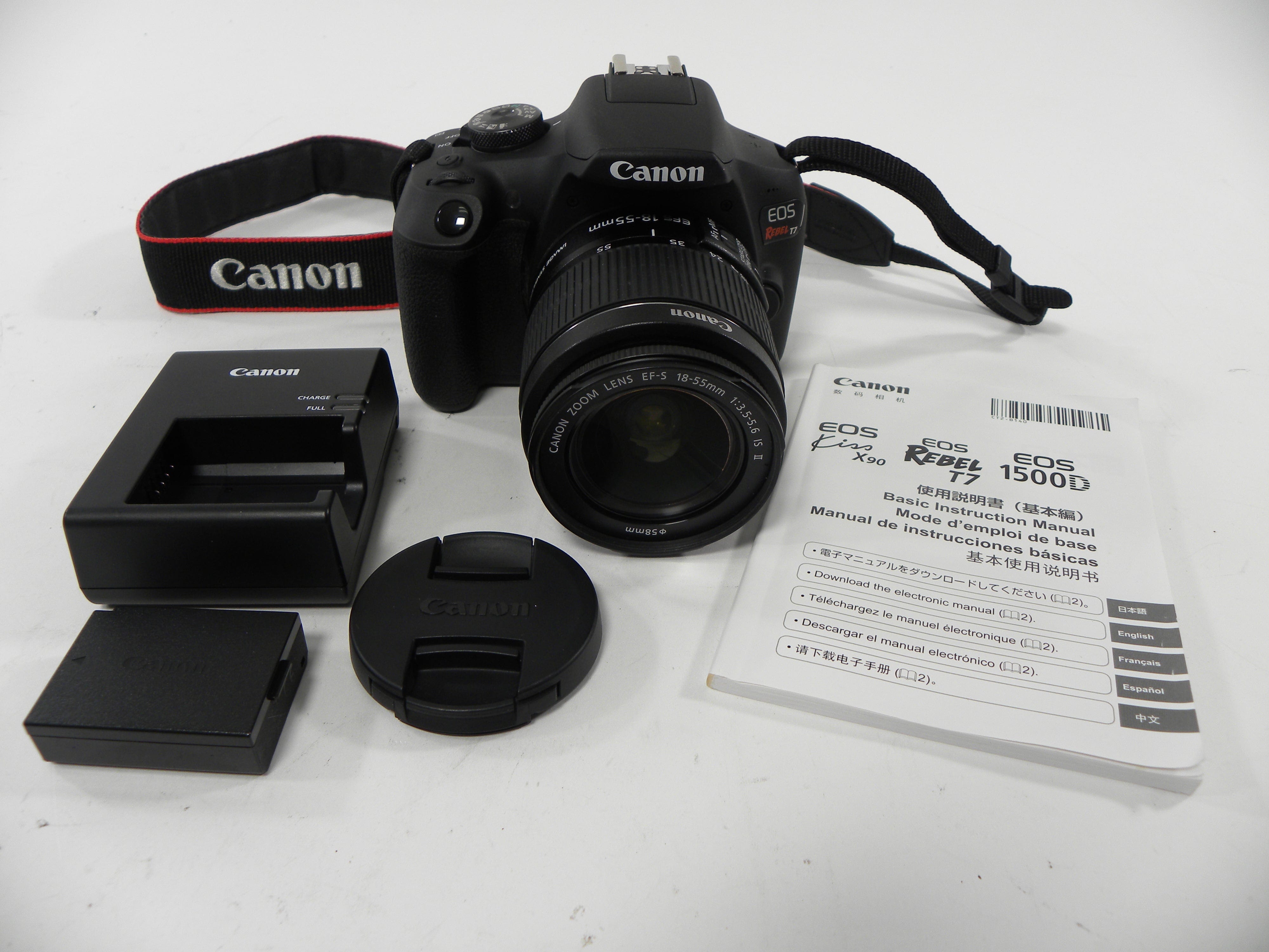 Canon EOS Rebel T7 24.1mp Digital SLR w/EF-S 18-55 IS II Shutter Ct. 339
