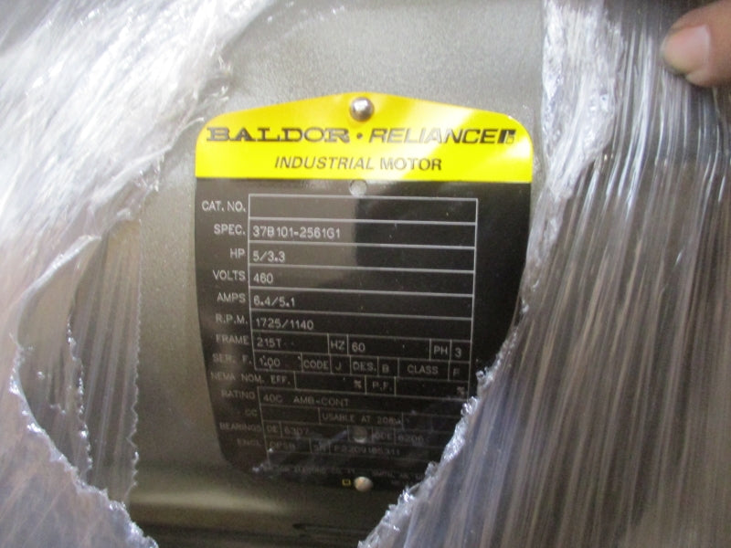 BALDOR 5/3.3 215T 37B101-2561G1 460V 6.4/5.1A NSMP