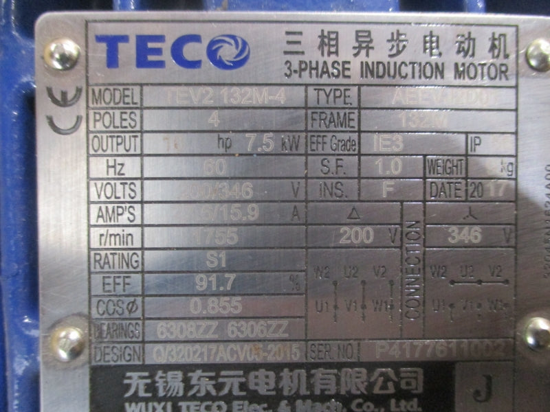 WESTINGHOUSE TEV2132M-4 200/346V 27.6/15.9A NSNP