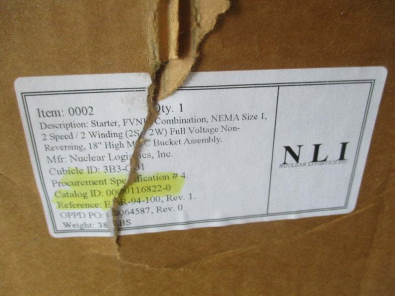 NLI MCC BUCKET 18" SIZE 1 2 SPEED/ 2 WINDING  REV. 1 NSMP