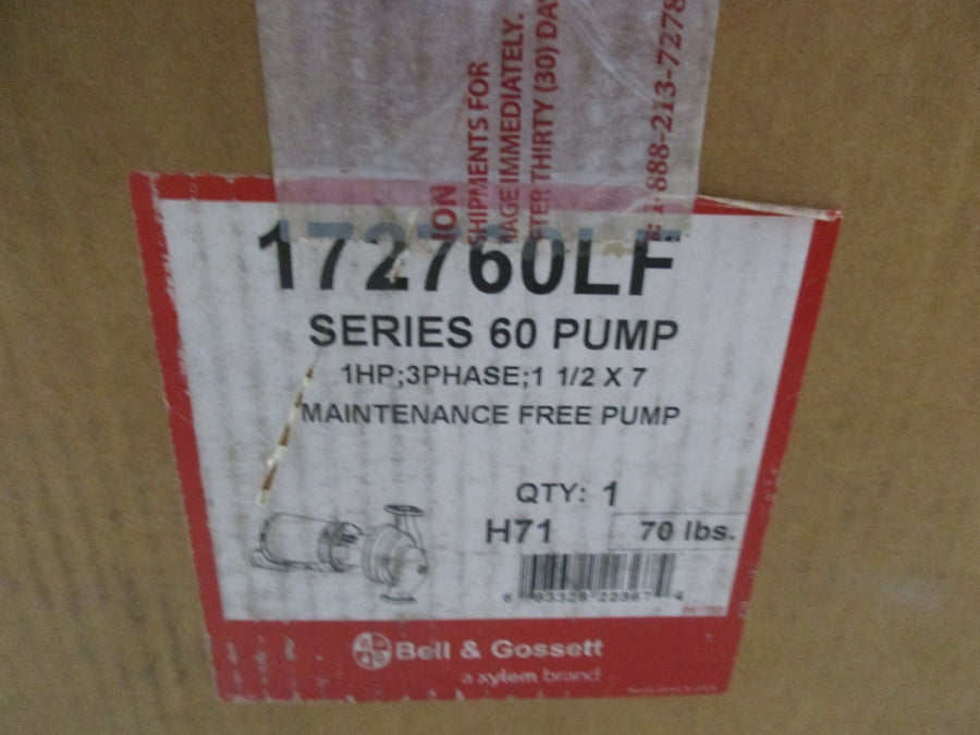 BELL&GOSSETT 172760LF 230/460-190/380V 3.4/1.7//3.2/1.6A 1.5X7 NSMP