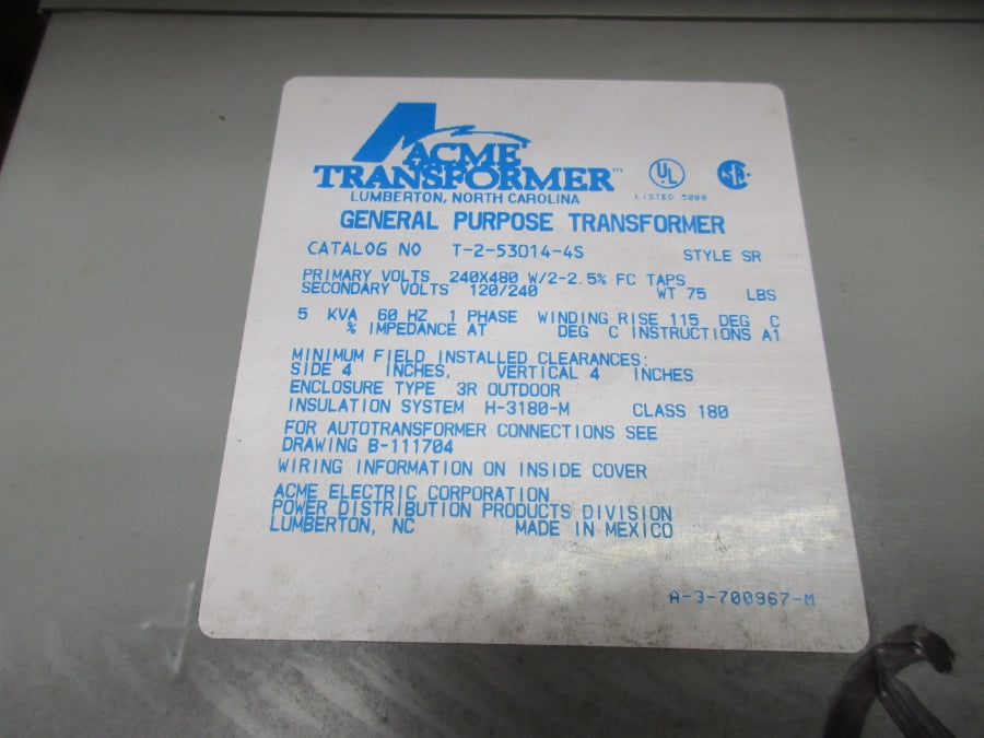 ACME TRANSFORMER T-2-53014-4S 240X480V NSMP