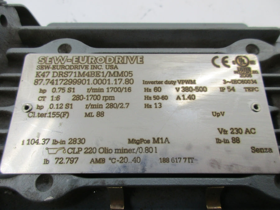 SEW-EURODRIVE K47DRS71M4BE1/MM05 380-500V 1.40A NSNP