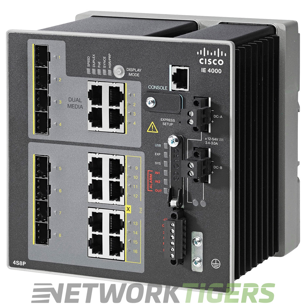 Cisco IE-4000-4S8P4G-E 8x FE PoE+ RJ45 4x 1GB Combo 4x FE FC SFP Switch