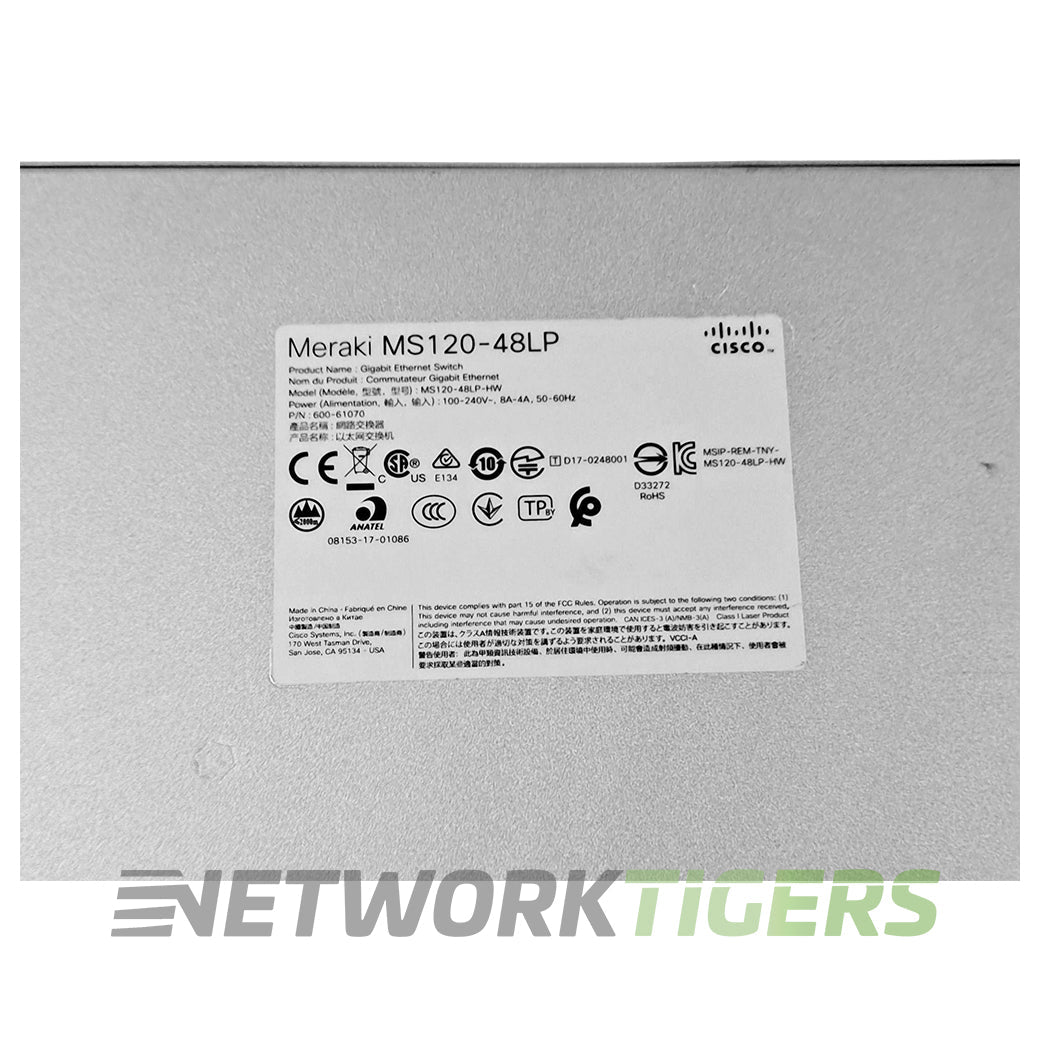 NEW Cisco MS125-48LP-HW Meraki 48x 1GB PoE+ RJ45 4x 10GB SFP+ UNCLAIMED Switch