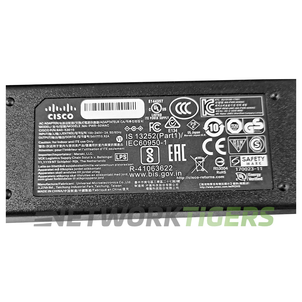 Cisco Meraki MA-PWR-50WAC 50W 54V .092A AC Z3-HW Power Adapter