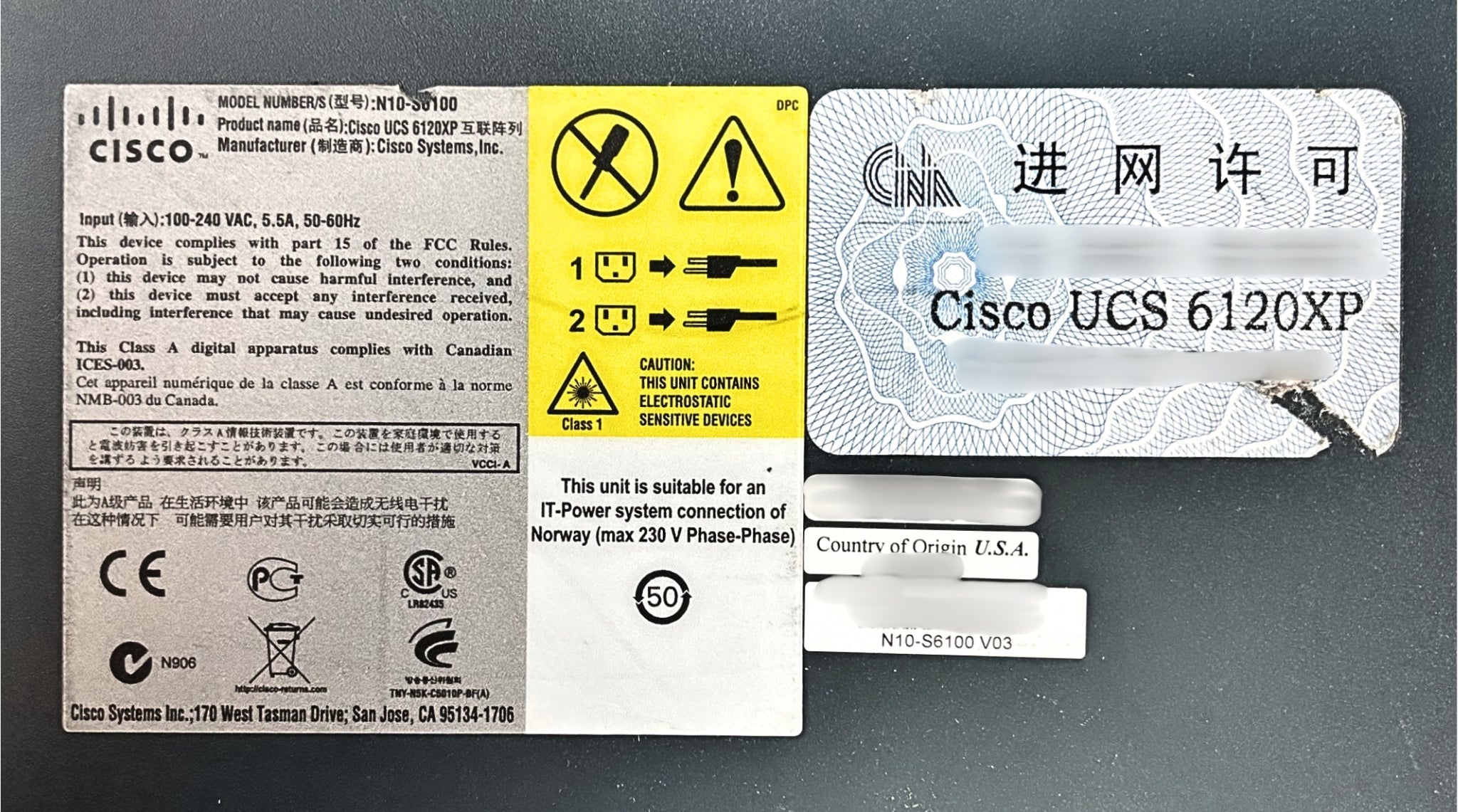 Cisco N10-S6100 6120XP 20P FABRIC INTERCONNECT