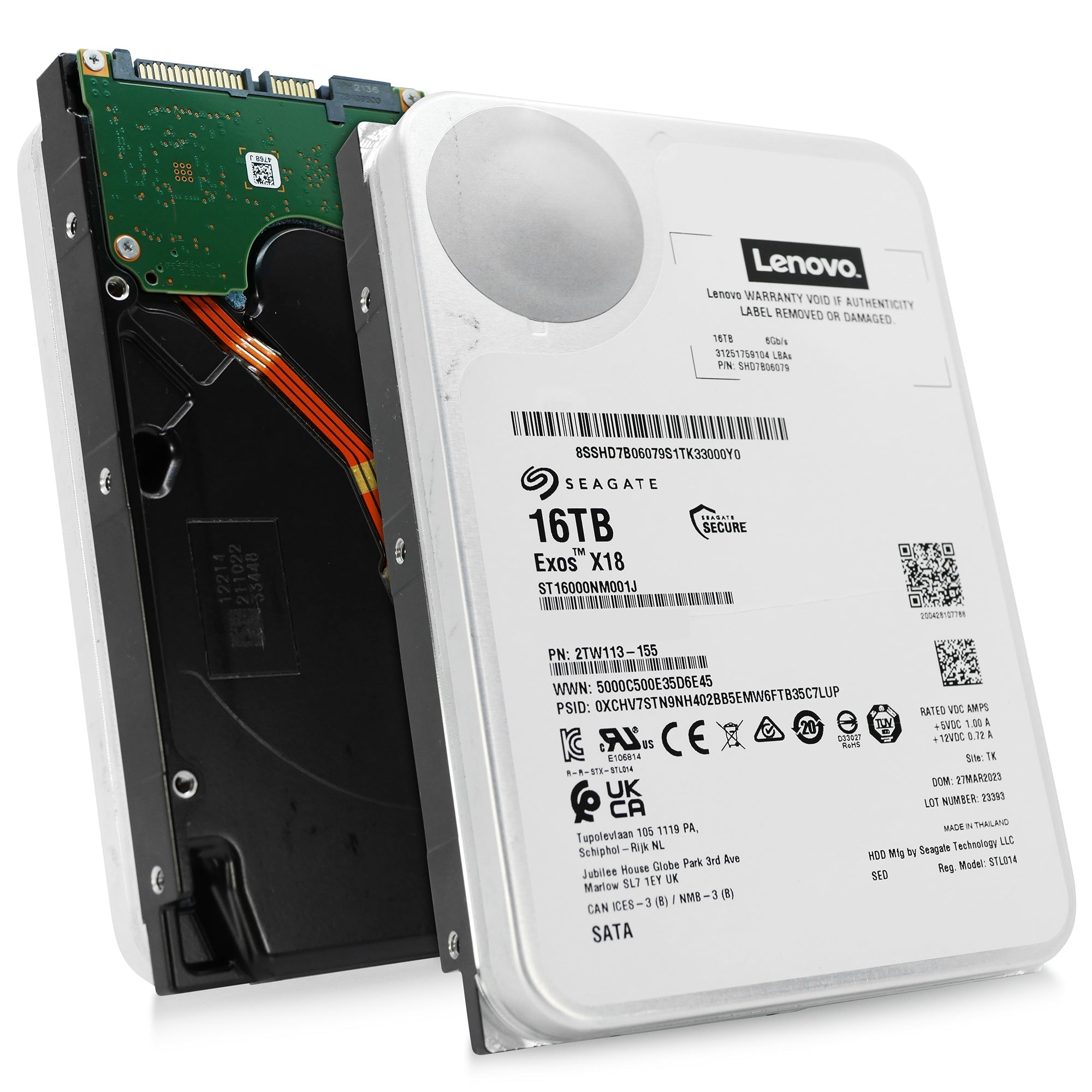 Seagate/Lenovo Exos X18 ST16000NM001J 16TB 7.2K RPM SATA 6Gb/s 512e 3.5in Hard Drive