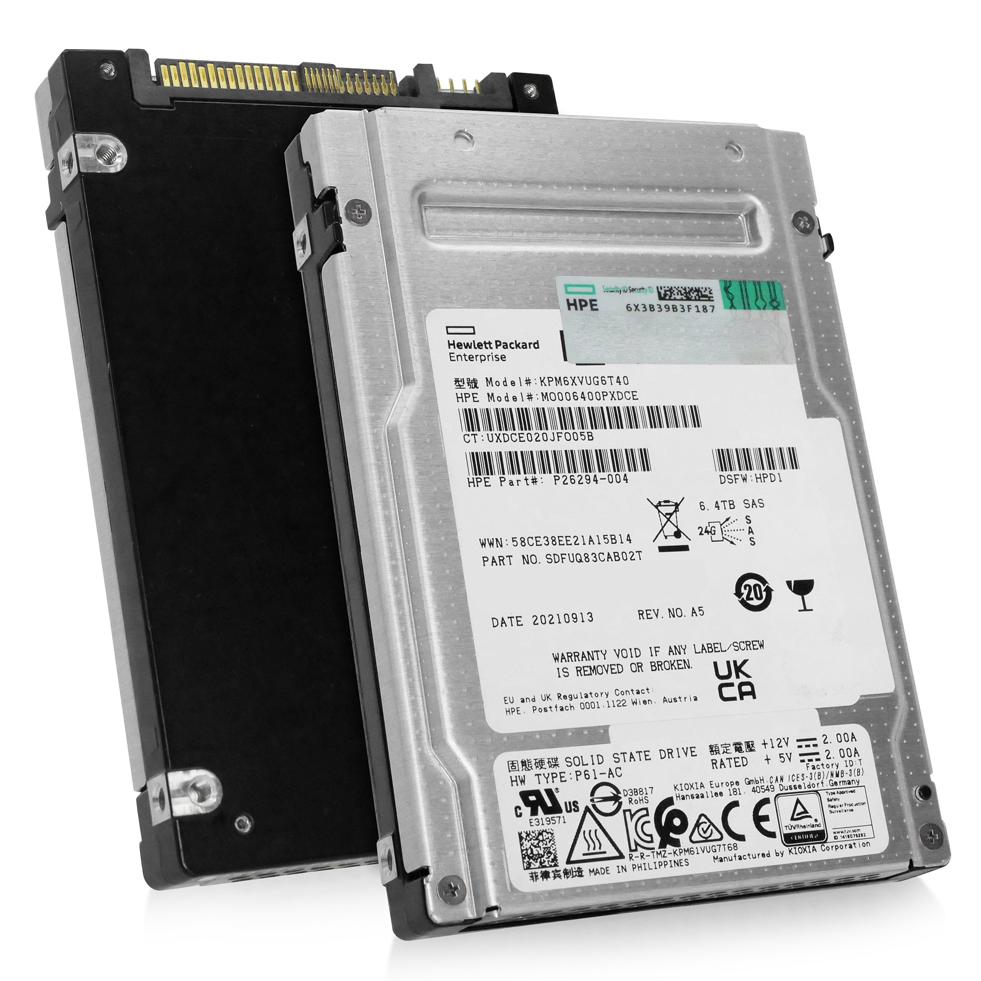 HP/Kioxia PM6-V KPM6XVUG6T40 6.4TB 3 DWPD SAS-4 24Gb/s 3D TLC 2.5in Recertified Solid State Drive