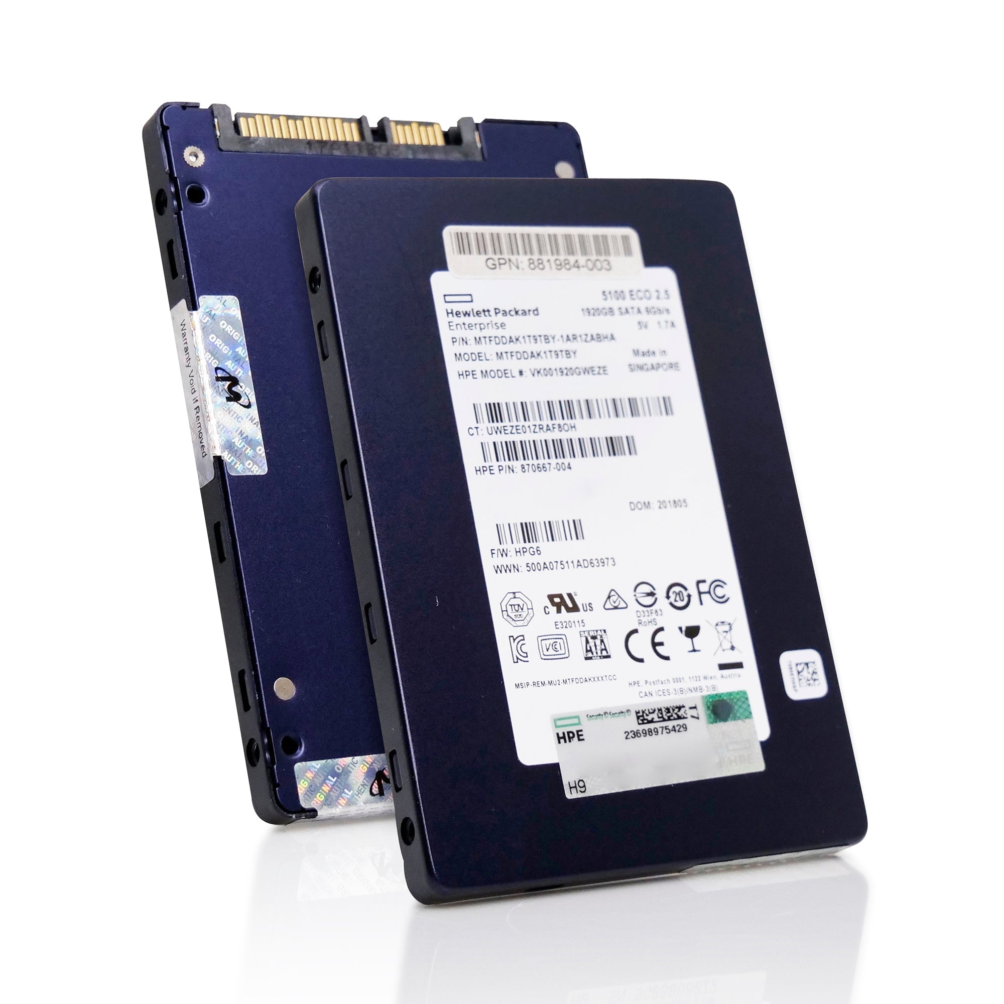 HP MTFDDAK1T9TBY 1.92TB SATA 6Gb/s 3D TLC 2.5in Refurbished SSD